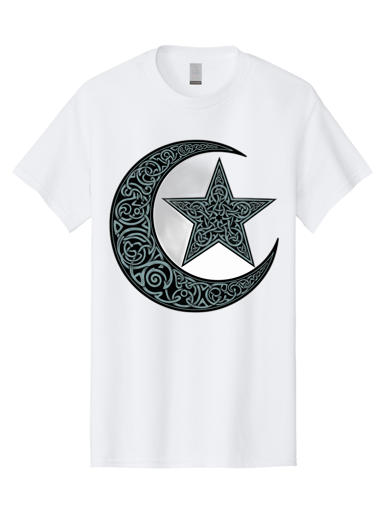 Crescent-Moon-Star Men'S Graphic Tee, 100% Cotton, Comfortable Casual Summer Wear, Machine Washable, Crescent Moon, Star Symbol, Islamic Symbol, Arabic Art, Intricate Designs, Ornate Patterns, Cultural Heritage, Islamic Art, Bac933