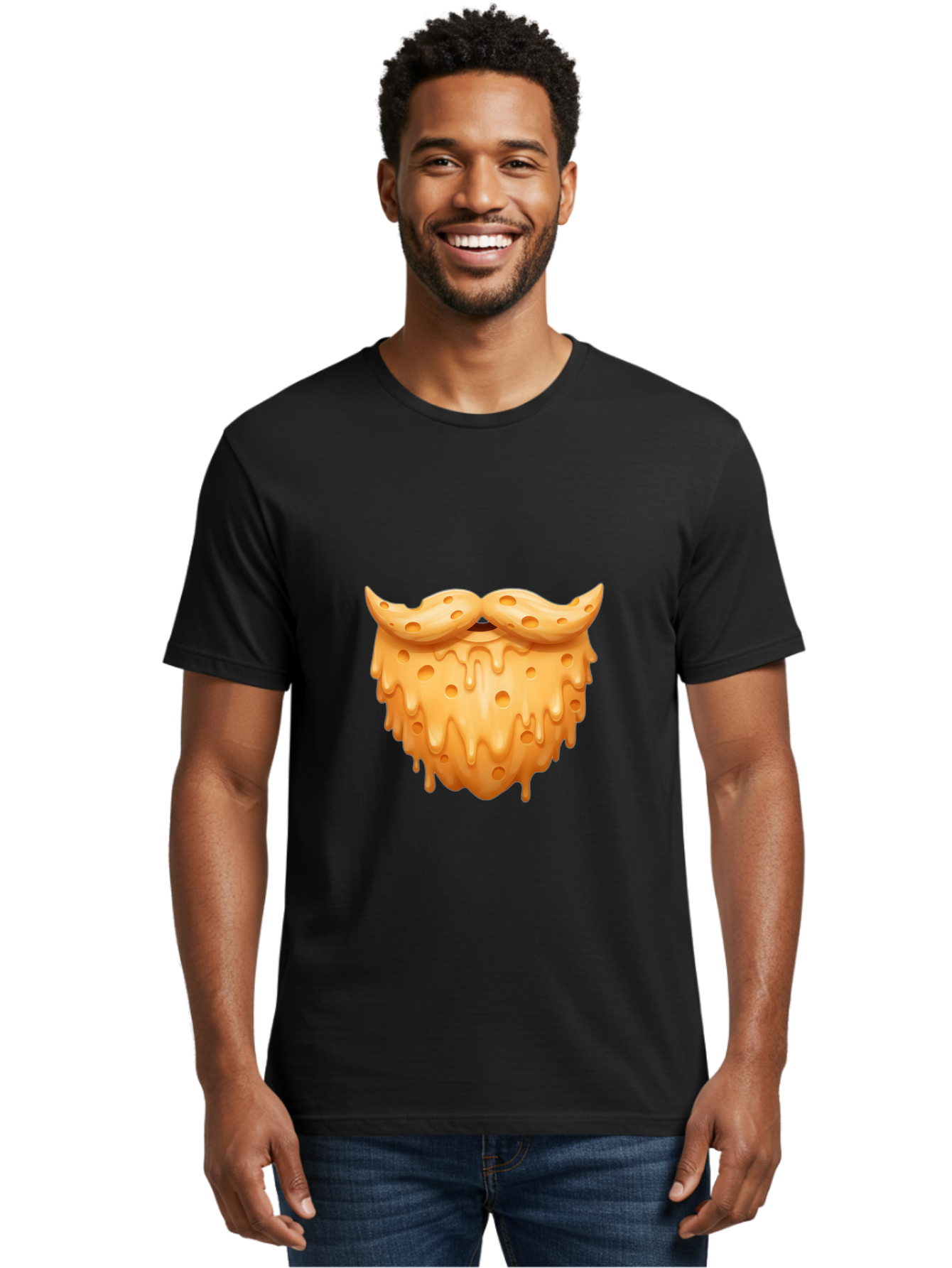 Croissant-With-Mustache Men'S Graphic Tee, 100% Cotton, Comfortable Casual Summer Wear, Machine Washable, Doughnut With Mustache, Sweet Treats, Baked Goods, Quirky Humor, Funny Faces, Dessert Lovers, Creative Food Art, Playful Graphics Bac936