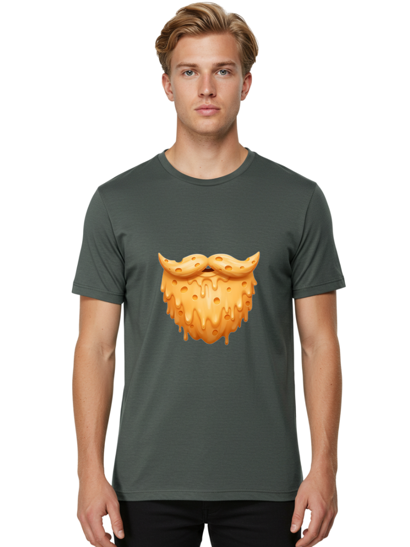 Croissant-With-Mustache Men'S Graphic Tee, 100% Cotton, Comfortable Casual Summer Wear, Machine Washable, Doughnut With Mustache, Sweet Treats, Baked Goods, Quirky Humor, Funny Faces, Dessert Lovers, Creative Food Art, Playful Graphics Bac936