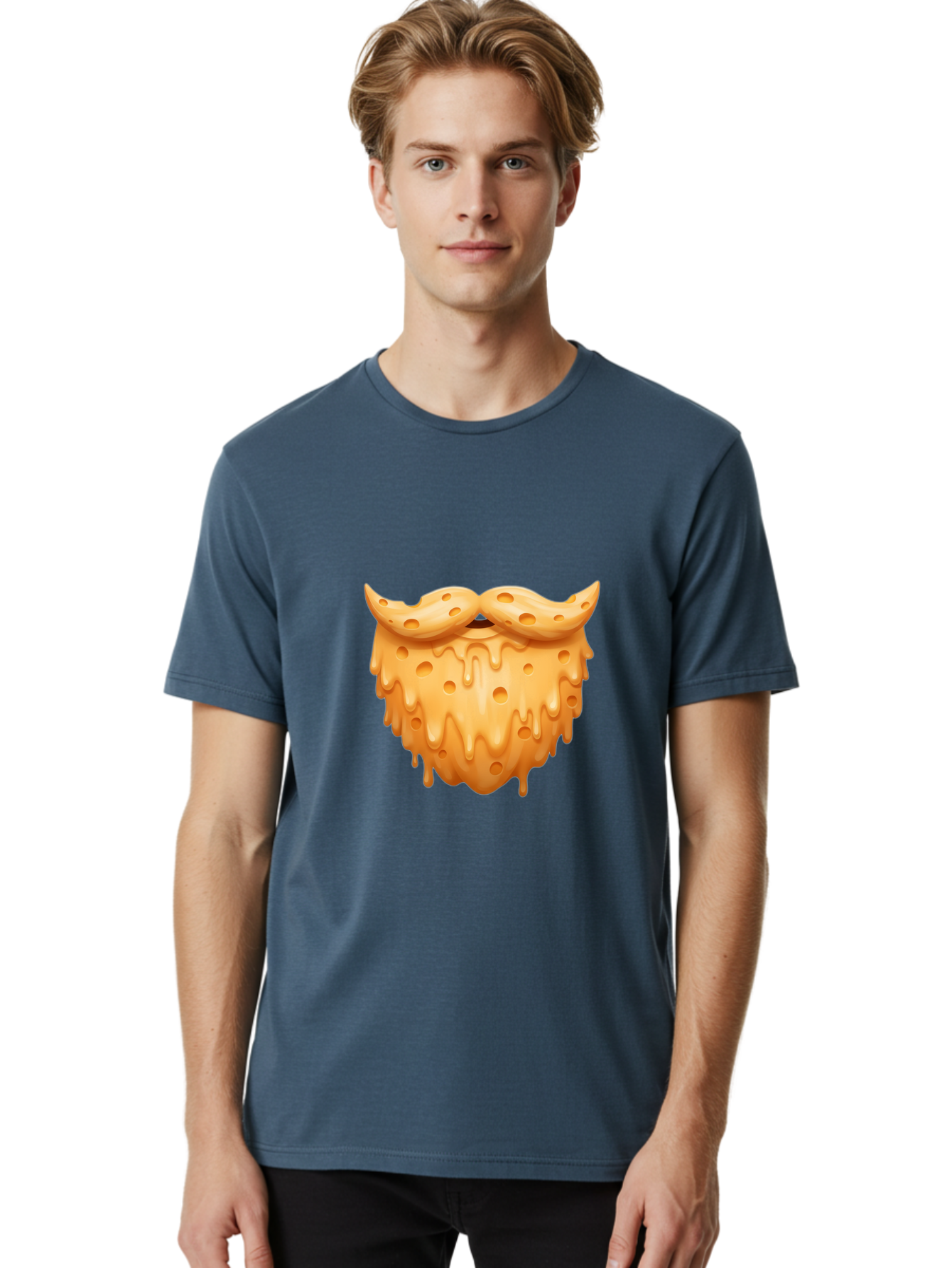 Croissant-With-Mustache Men'S Graphic Tee, 100% Cotton, Comfortable Casual Summer Wear, Machine Washable, Doughnut With Mustache, Sweet Treats, Baked Goods, Quirky Humor, Funny Faces, Dessert Lovers, Creative Food Art, Playful Graphics Bac936
