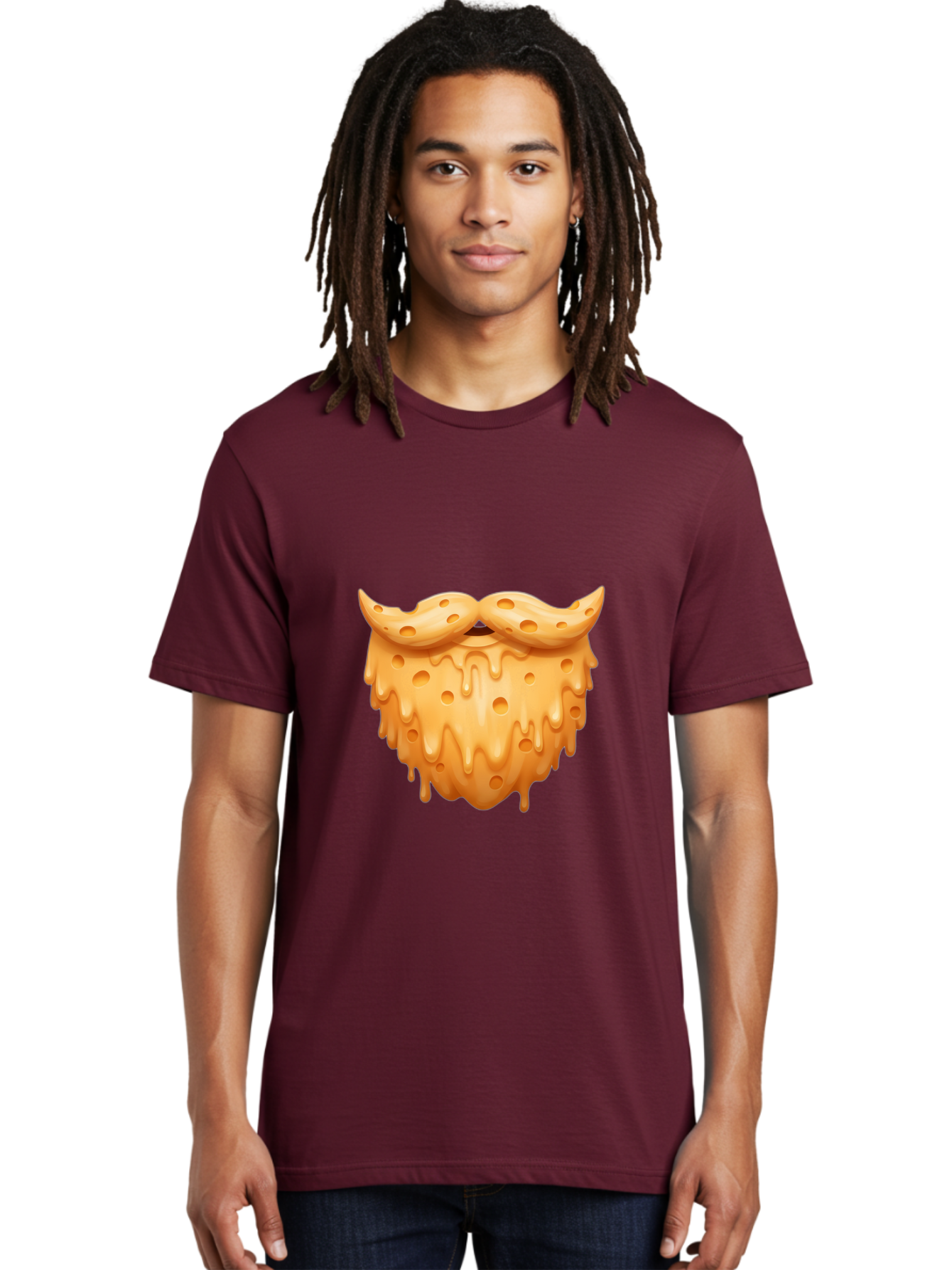 Croissant-With-Mustache Men'S Graphic Tee, 100% Cotton, Comfortable Casual Summer Wear, Machine Washable, Doughnut With Mustache, Sweet Treats, Baked Goods, Quirky Humor, Funny Faces, Dessert Lovers, Creative Food Art, Playful Graphics Bac936