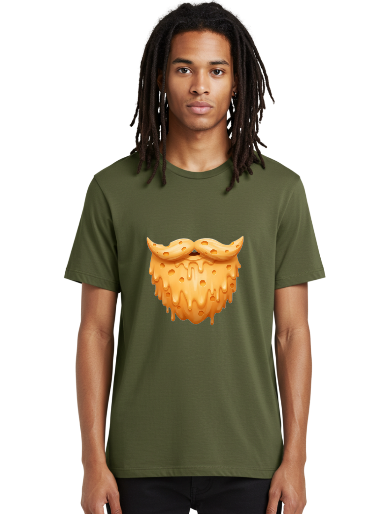 Croissant-With-Mustache Men'S Graphic Tee, 100% Cotton, Comfortable Casual Summer Wear, Machine Washable, Doughnut With Mustache, Sweet Treats, Baked Goods, Quirky Humor, Funny Faces, Dessert Lovers, Creative Food Art, Playful Graphics Bac936