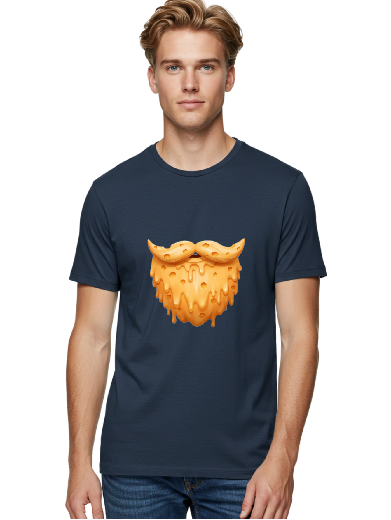 Croissant-With-Mustache Men'S Graphic Tee, 100% Cotton, Comfortable Casual Summer Wear, Machine Washable, Doughnut With Mustache, Sweet Treats, Baked Goods, Quirky Humor, Funny Faces, Dessert Lovers, Creative Food Art, Playful Graphics Bac936