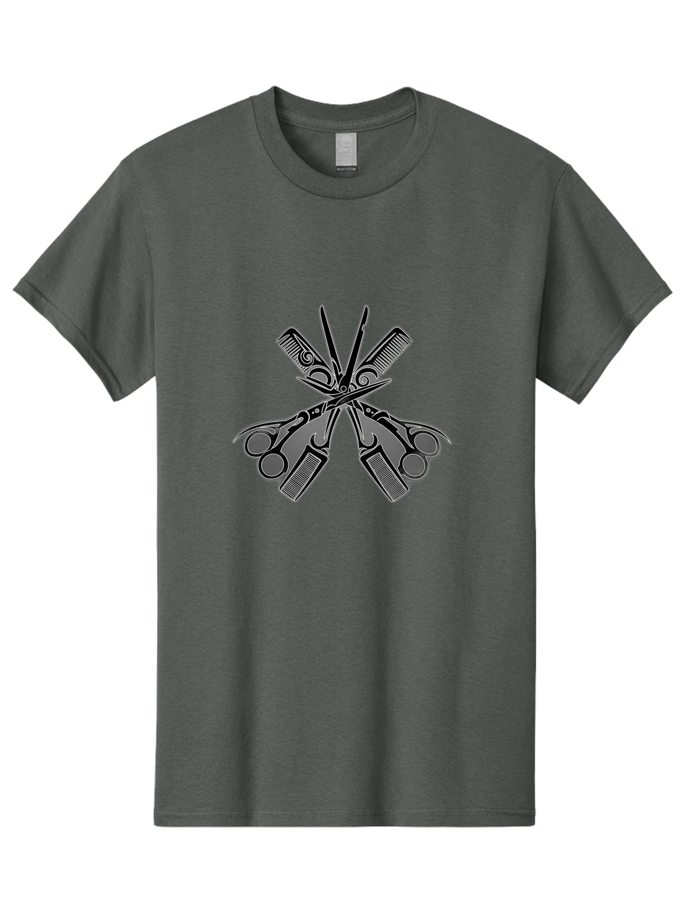 Crossed-Scissors-And-Razors Men'S Graphic Tee, 100% Cotton, Comfortable Casual Summer Wear, Machine Washable, Barber Scissors, Hair Clippers, Grooming Equipment, Salon Tools, Barber Shop, Cutting Instruments, Hairstyling, Grooming Supplies, Bac940