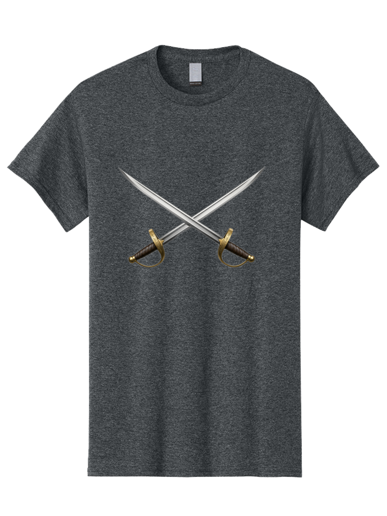 Crossed-Swords-3 Men'S Graphic Tee, 100% Cotton, Comfortable Casual Summer Wear, Machine Washable, Crossed Swords, Dueling Swords, Medieval Swords, Sharp Blades, Black Handles, Gold Accents, Symbolic Imagery, Martial Arts, Historical Combat Bac943