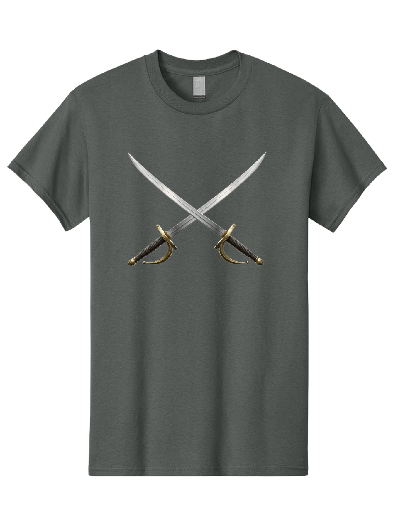 Crossed-Swords Men'S Graphic Tee, 100% Cotton, Comfortable Casual Summer Wear, Machine Washable, Crossed Swords, Sword Fight, Medieval Weapons, Historical Swords, Battle Ready, Sharp Blades, Metal Swords, Historical Warfare, Sword Duel Bac944
