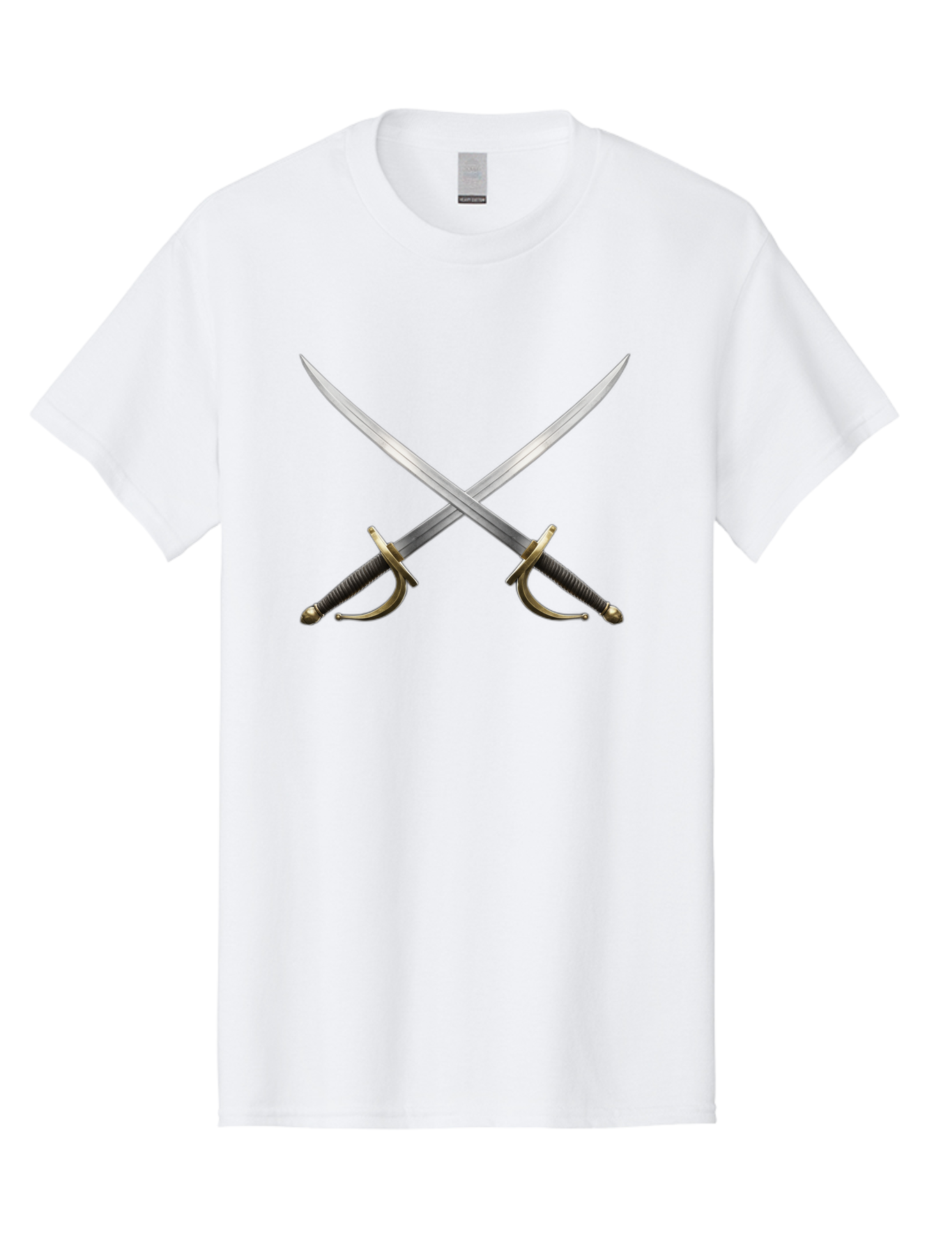 Crossed-Swords Men'S Graphic Tee, 100% Cotton, Comfortable Casual Summer Wear, Machine Washable, Crossed Swords, Sword Fight, Medieval Weapons, Historical Swords, Battle Ready, Sharp Blades, Metal Swords, Historical Warfare, Sword Duel Bac944