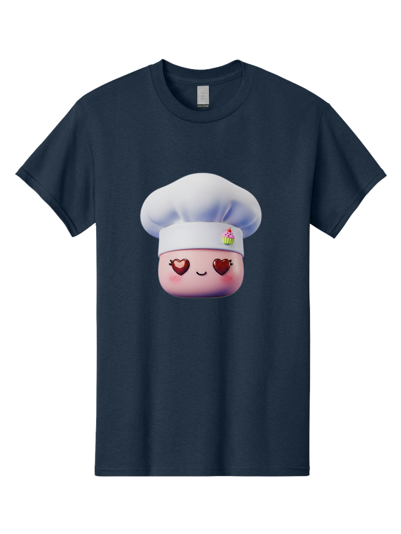 Cupcake-Chef Men'S Graphic Tee, 100% Cotton, Comfortable Casual Summer Wear, Machine Washable, Cartoon Chef, Baker Character, Sweet Treats, Heart-Shaped Eyes, Dessert Design, Baking Love, Pastry Chef Hat, Cute Pastel Colors, Whimsical Bakery Bac956