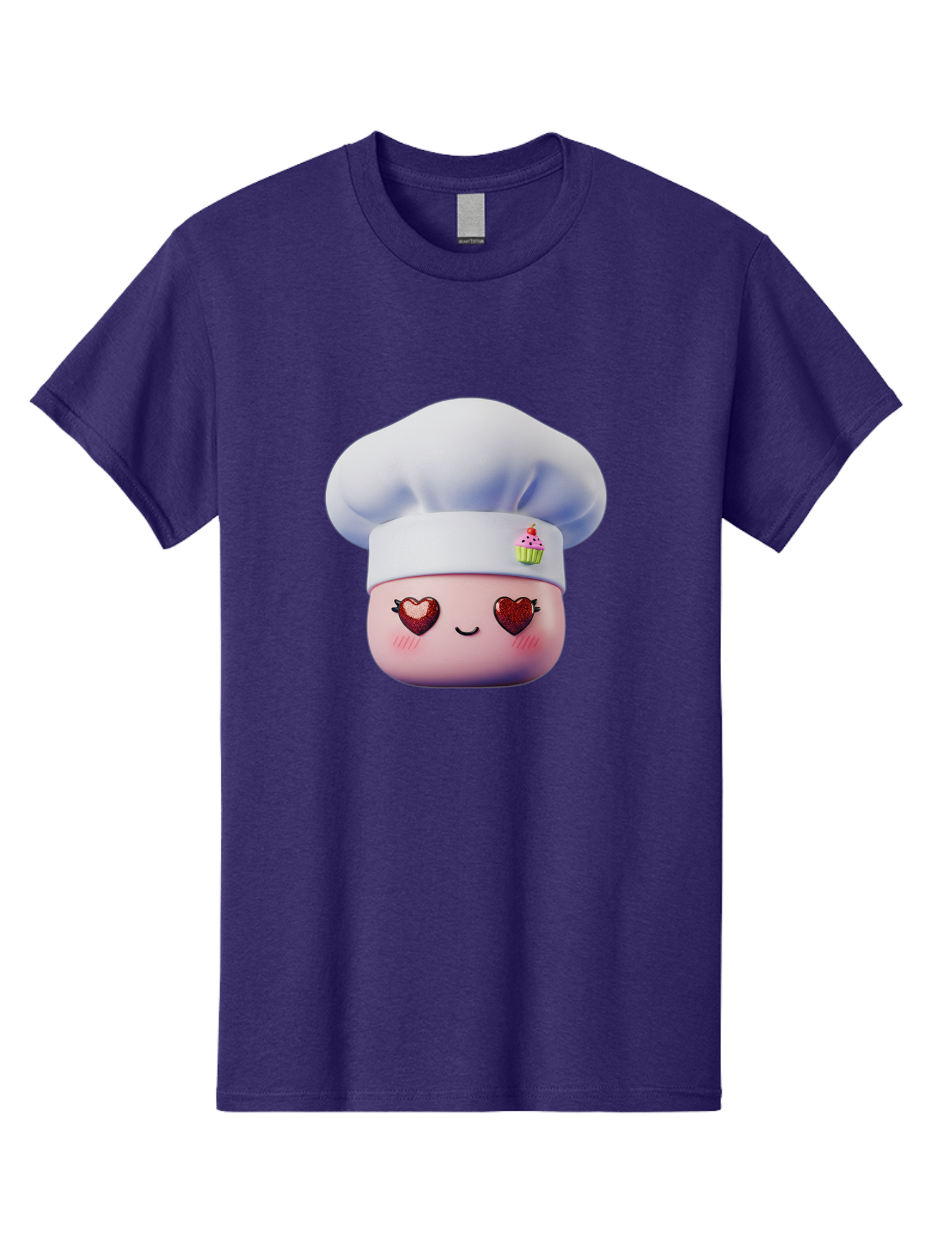 Cupcake-Chef Men'S Graphic Tee, 100% Cotton, Comfortable Casual Summer Wear, Machine Washable, Cartoon Chef, Baker Character, Sweet Treats, Heart-Shaped Eyes, Dessert Design, Baking Love, Pastry Chef Hat, Cute Pastel Colors, Whimsical Bakery Bac956