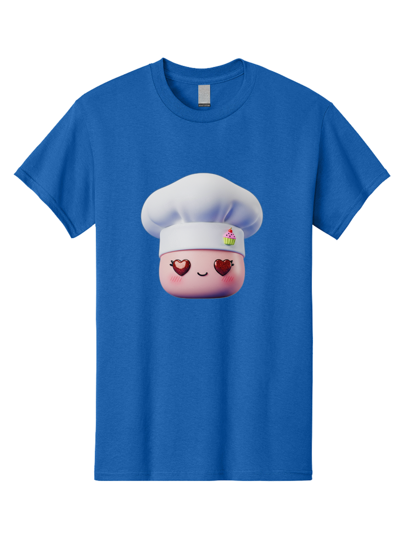 Cupcake-Chef Men'S Graphic Tee, 100% Cotton, Comfortable Casual Summer Wear, Machine Washable, Cartoon Chef, Baker Character, Sweet Treats, Heart-Shaped Eyes, Dessert Design, Baking Love, Pastry Chef Hat, Cute Pastel Colors, Whimsical Bakery Bac956