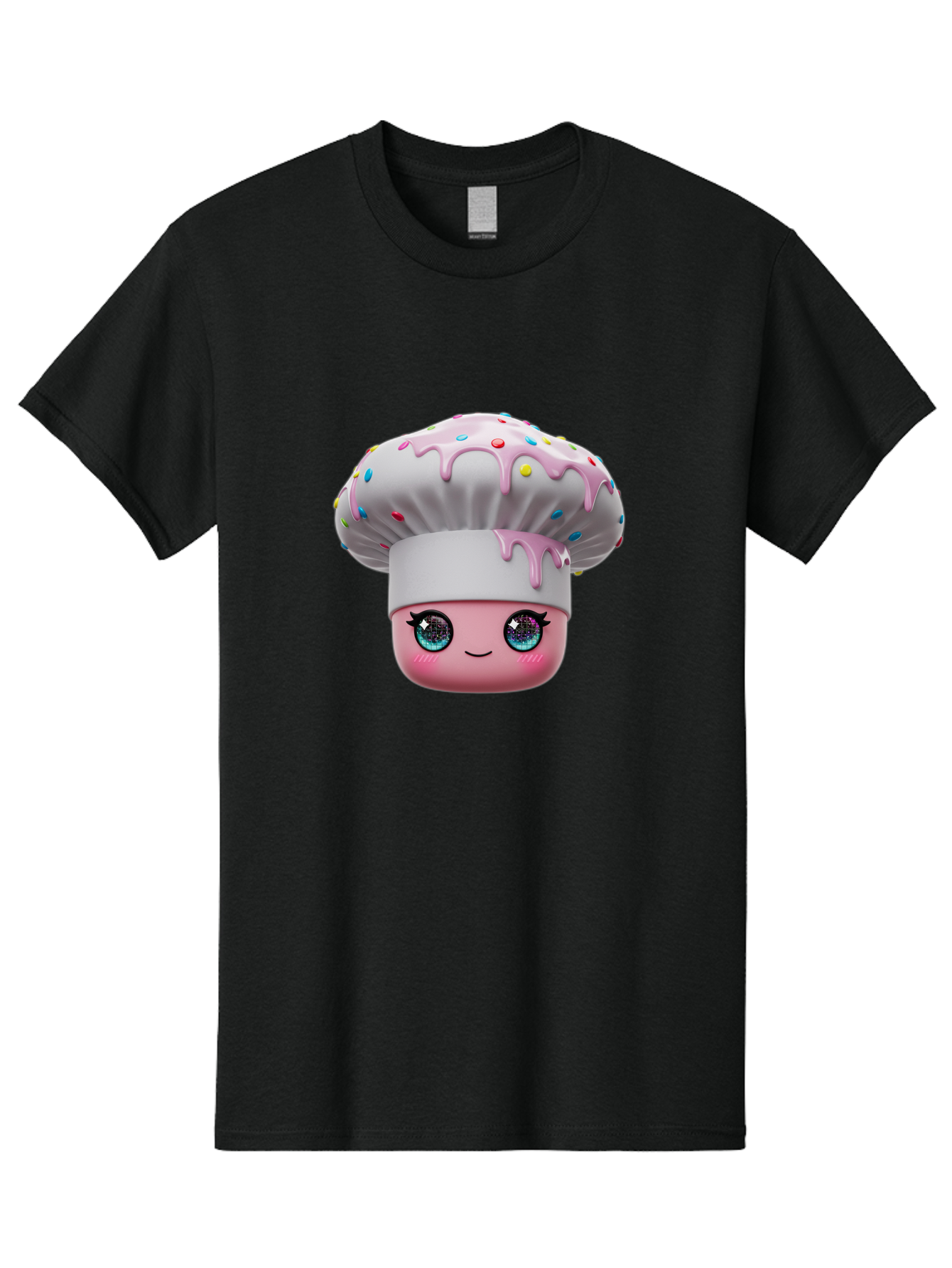 Cupcake Men'S Graphic Tee, 100% Cotton, Comfortable Casual Summer Wear, Machine Washable, Cartoon Cupcake, Cute Face, Sparkly Eyes, Pastel Colors, Sweet Treat, Dessert Illustration, Whimsical Design, Bakery Art, Foodie Graphics, Bac958