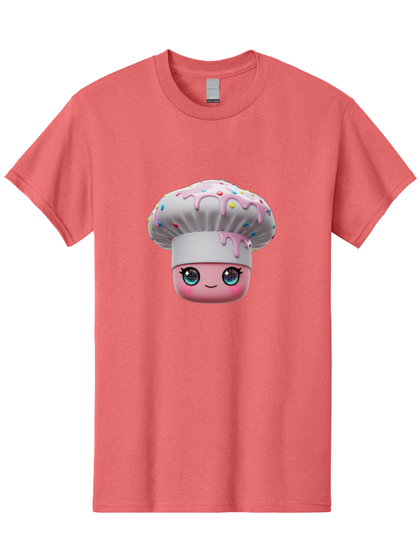 Cupcake Men'S Graphic Tee, 100% Cotton, Comfortable Casual Summer Wear, Machine Washable, Cartoon Cupcake, Cute Face, Sparkly Eyes, Pastel Colors, Sweet Treat, Dessert Illustration, Whimsical Design, Bakery Art, Foodie Graphics, Bac958