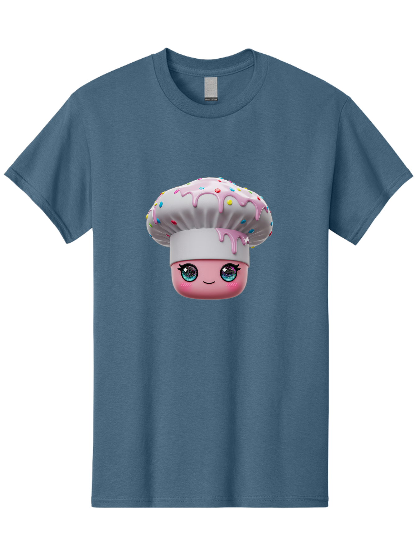 Cupcake Men'S Graphic Tee, 100% Cotton, Comfortable Casual Summer Wear, Machine Washable, Cartoon Cupcake, Cute Face, Sparkly Eyes, Pastel Colors, Sweet Treat, Dessert Illustration, Whimsical Design, Bakery Art, Foodie Graphics, Bac958