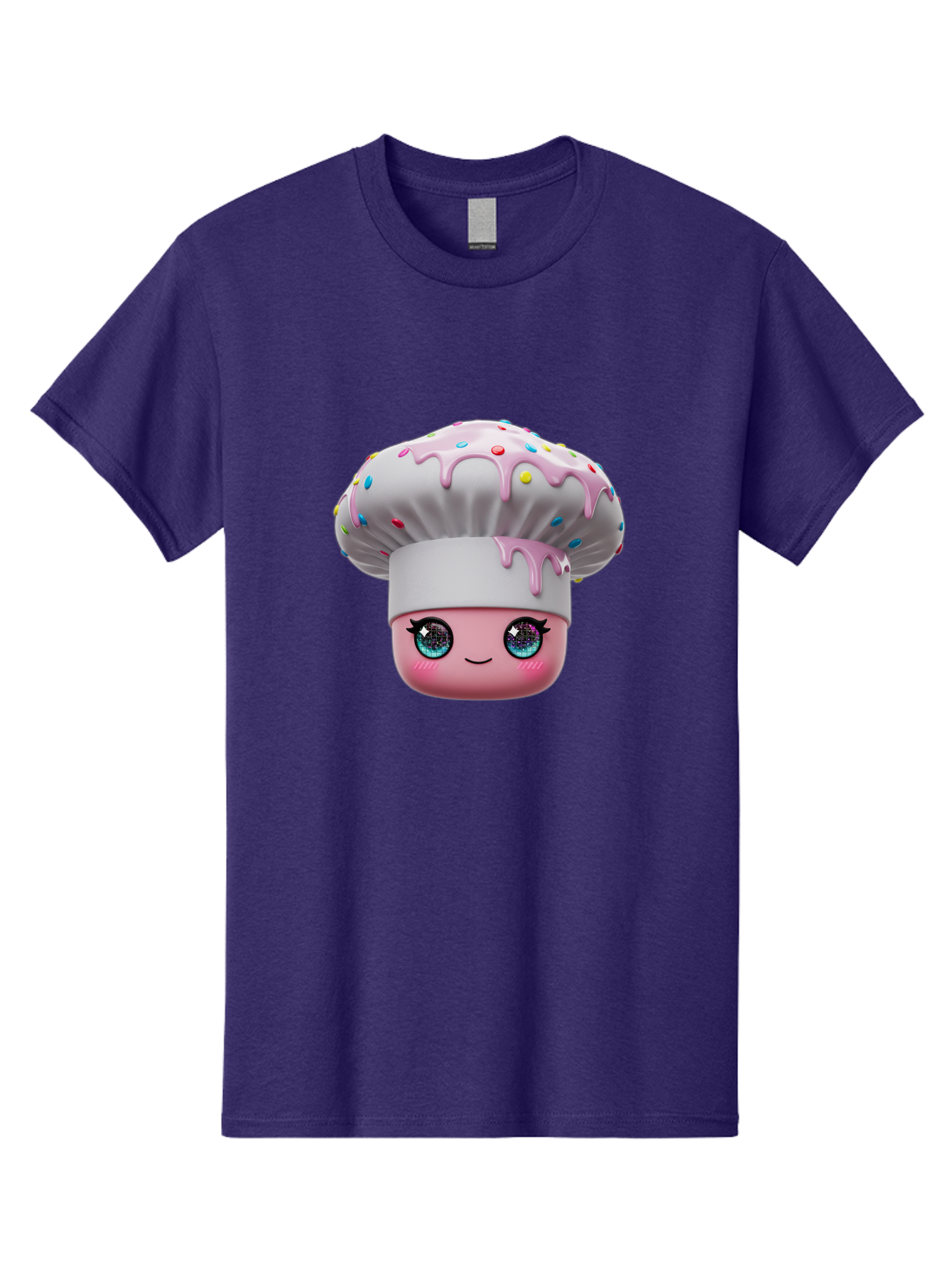 Cupcake Men'S Graphic Tee, 100% Cotton, Comfortable Casual Summer Wear, Machine Washable, Cartoon Cupcake, Cute Face, Sparkly Eyes, Pastel Colors, Sweet Treat, Dessert Illustration, Whimsical Design, Bakery Art, Foodie Graphics, Bac958