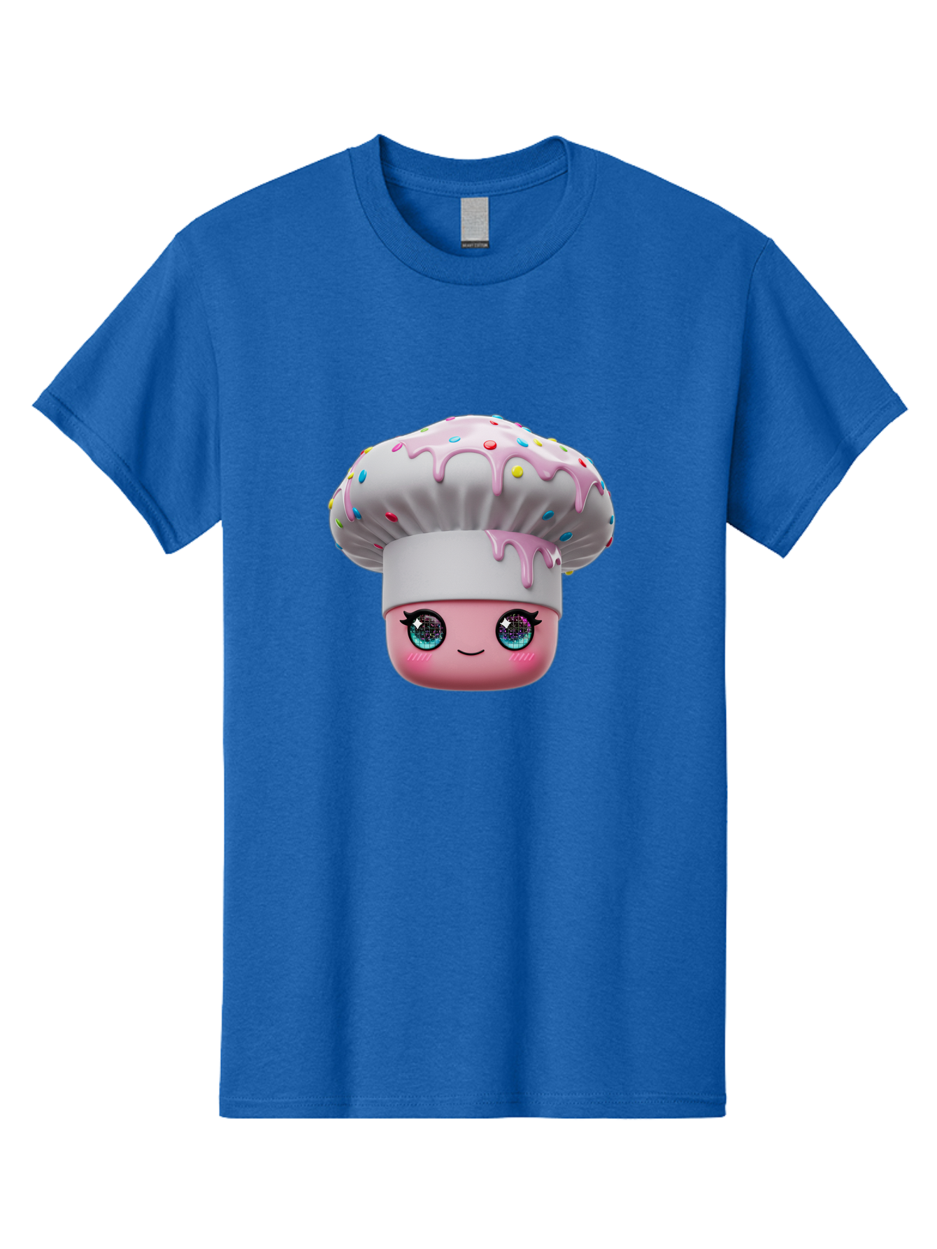 Cupcake Men'S Graphic Tee, 100% Cotton, Comfortable Casual Summer Wear, Machine Washable, Cartoon Cupcake, Cute Face, Sparkly Eyes, Pastel Colors, Sweet Treat, Dessert Illustration, Whimsical Design, Bakery Art, Foodie Graphics, Bac958