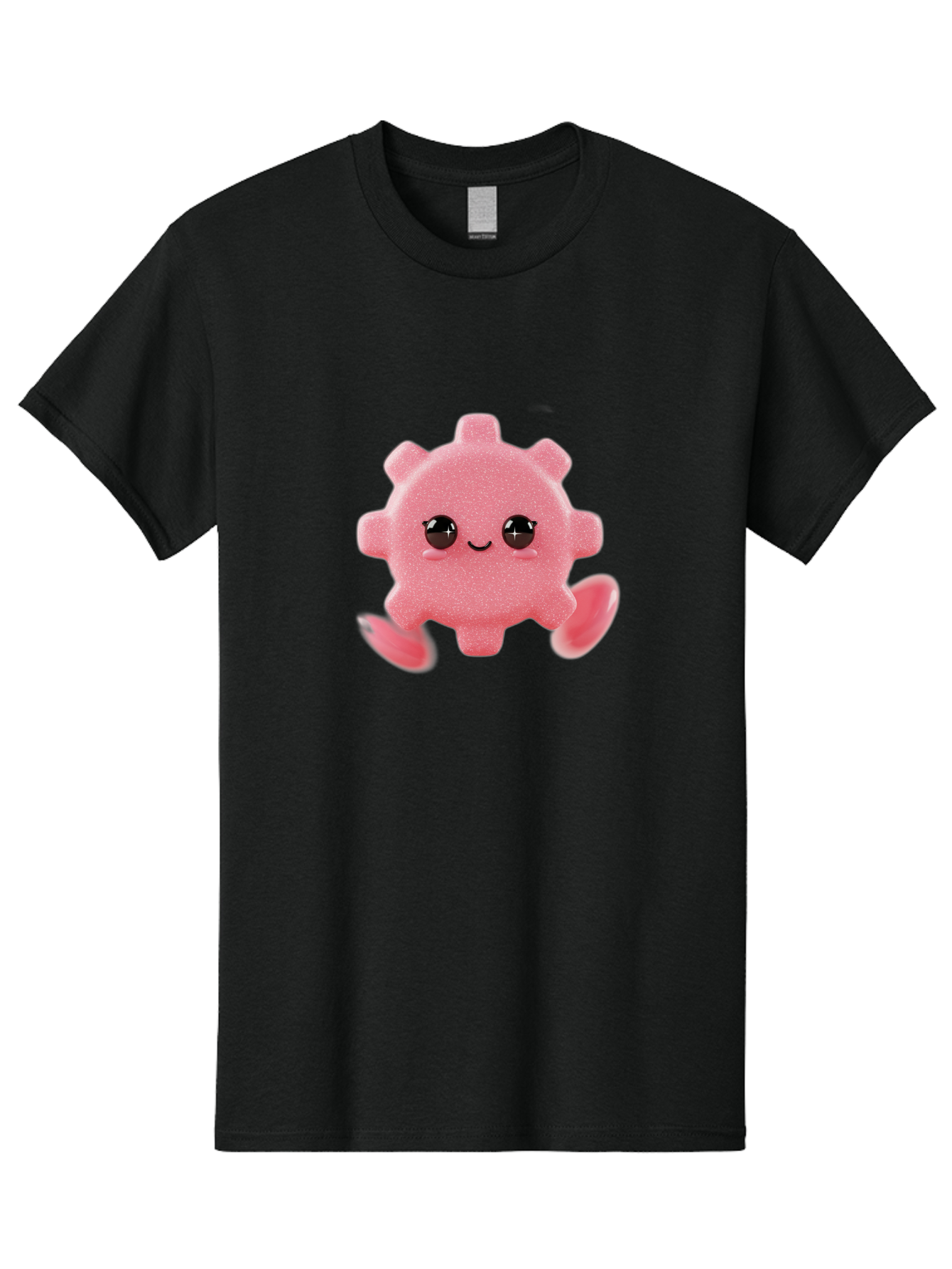 Cute-Axolotl Men'S Graphic Tee, 100% Cotton, Comfortable Casual Summer Wear, Machine Washable, Pink Axolotl, Cute Cartoon Character, Smiling Face, Sparkly Eyes, Playful Creature, Adorable Animal, Kawaii Character, Fluffy Texture, Bac960