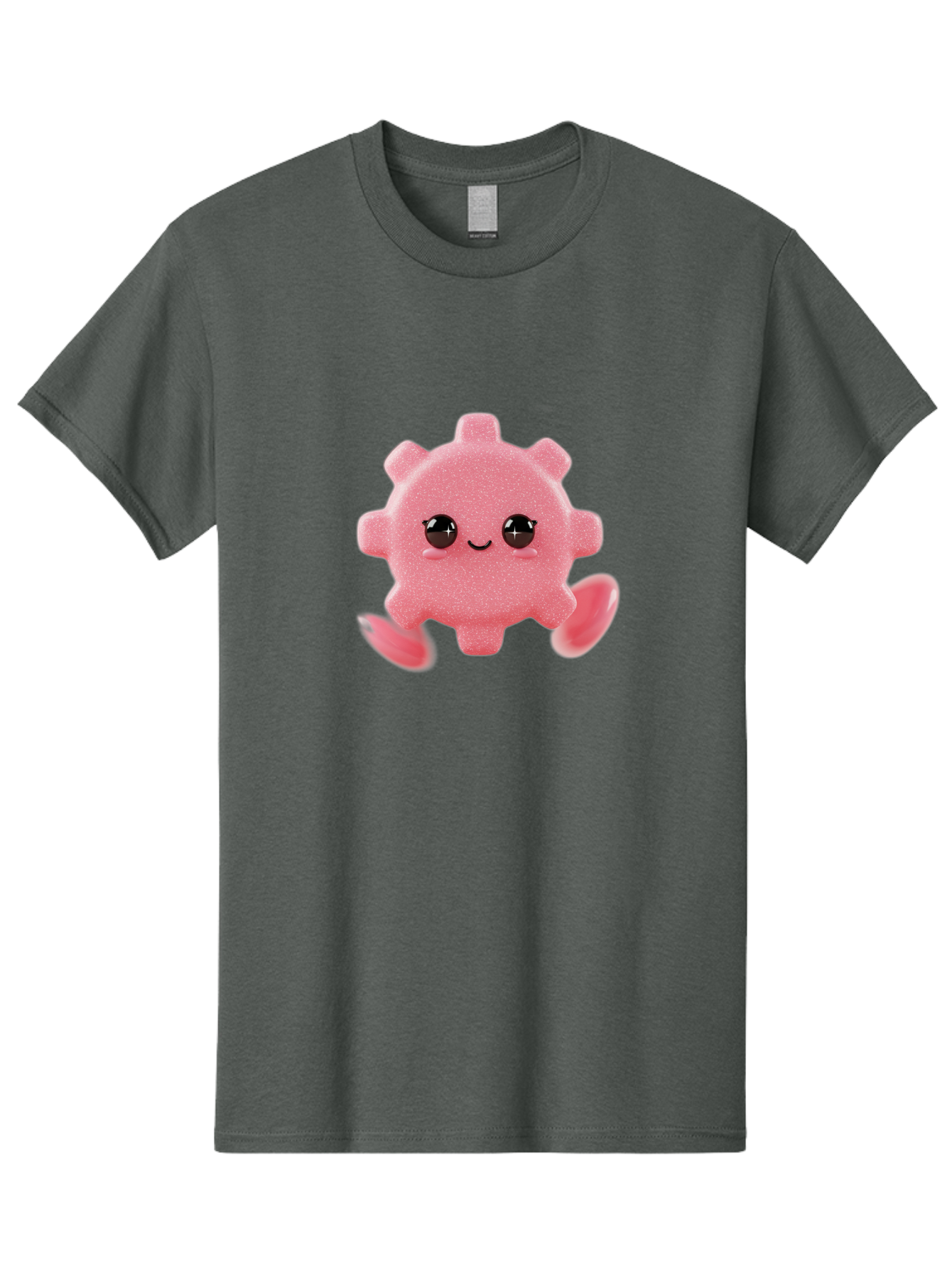 Cute-Axolotl Men'S Graphic Tee, 100% Cotton, Comfortable Casual Summer Wear, Machine Washable, Pink Axolotl, Cute Cartoon Character, Smiling Face, Sparkly Eyes, Playful Creature, Adorable Animal, Kawaii Character, Fluffy Texture, Bac960