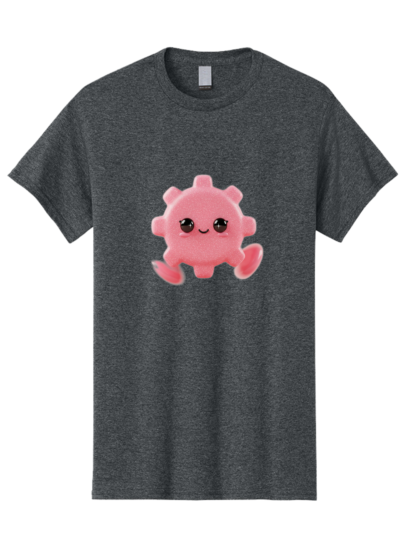 Cute-Axolotl Men'S Graphic Tee, 100% Cotton, Comfortable Casual Summer Wear, Machine Washable, Pink Axolotl, Cute Cartoon Character, Smiling Face, Sparkly Eyes, Playful Creature, Adorable Animal, Kawaii Character, Fluffy Texture, Bac960