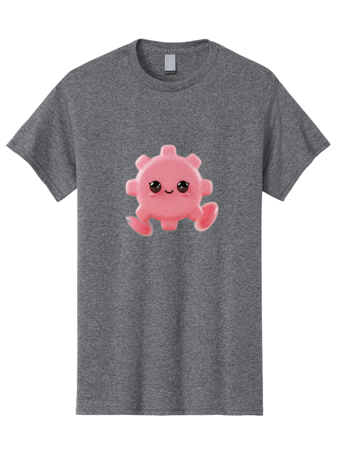 Cute-Axolotl Men'S Graphic Tee, 100% Cotton, Comfortable Casual Summer Wear, Machine Washable, Pink Axolotl, Cute Cartoon Character, Smiling Face, Sparkly Eyes, Playful Creature, Adorable Animal, Kawaii Character, Fluffy Texture, Bac960