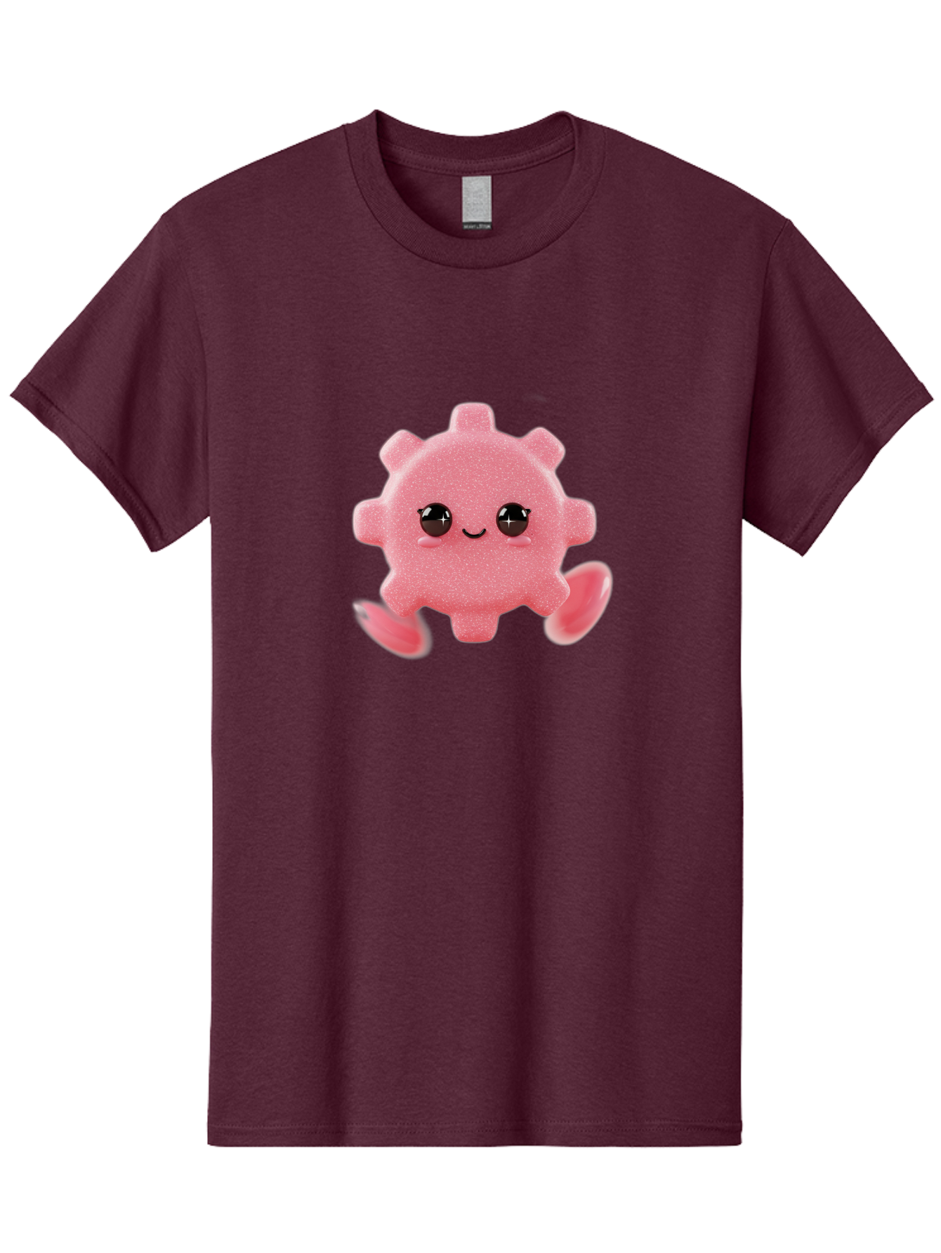Cute-Axolotl Men'S Graphic Tee, 100% Cotton, Comfortable Casual Summer Wear, Machine Washable, Pink Axolotl, Cute Cartoon Character, Smiling Face, Sparkly Eyes, Playful Creature, Adorable Animal, Kawaii Character, Fluffy Texture, Bac960