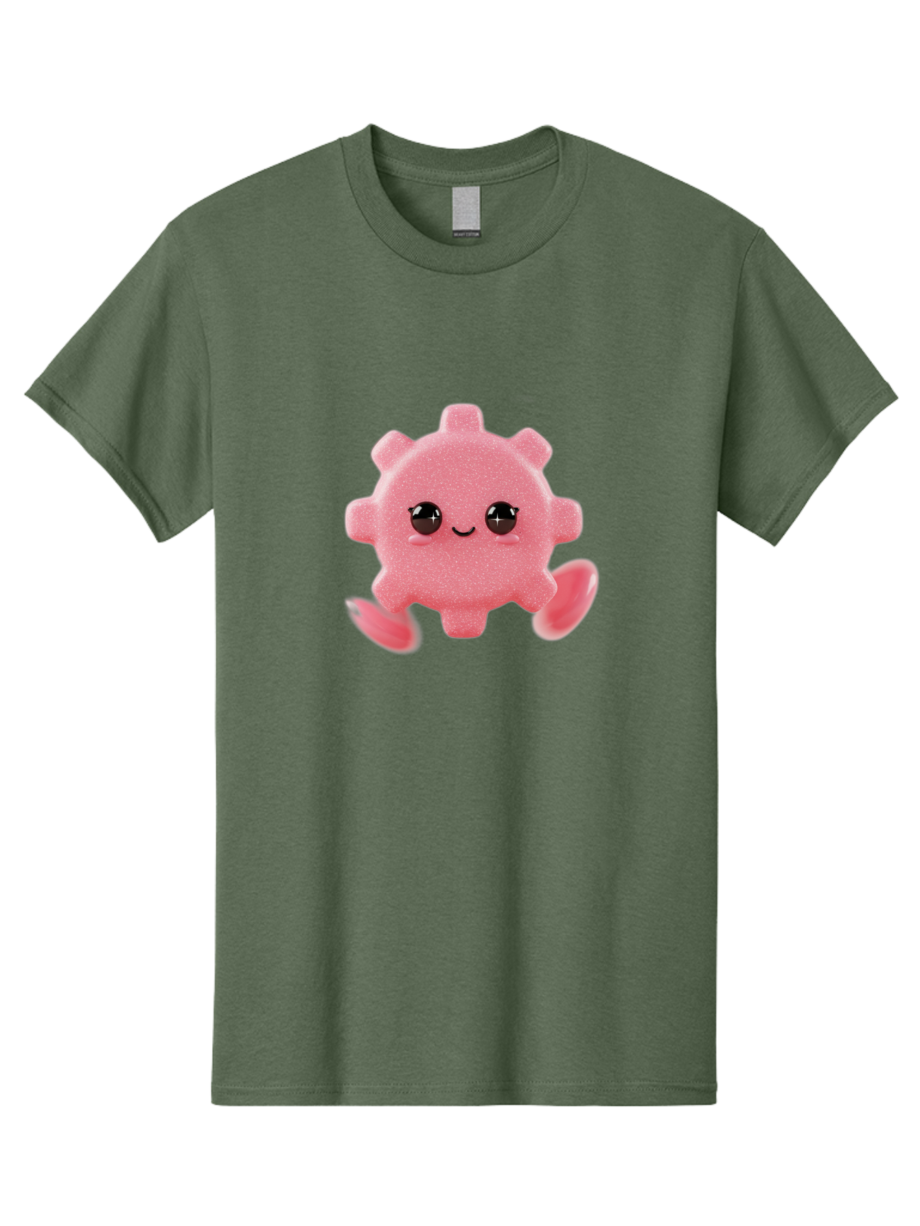 Cute-Axolotl Men'S Graphic Tee, 100% Cotton, Comfortable Casual Summer Wear, Machine Washable, Pink Axolotl, Cute Cartoon Character, Smiling Face, Sparkly Eyes, Playful Creature, Adorable Animal, Kawaii Character, Fluffy Texture, Bac960