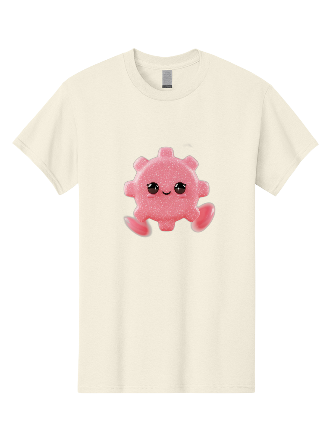 Cute-Axolotl Men'S Graphic Tee, 100% Cotton, Comfortable Casual Summer Wear, Machine Washable, Pink Axolotl, Cute Cartoon Character, Smiling Face, Sparkly Eyes, Playful Creature, Adorable Animal, Kawaii Character, Fluffy Texture, Bac960