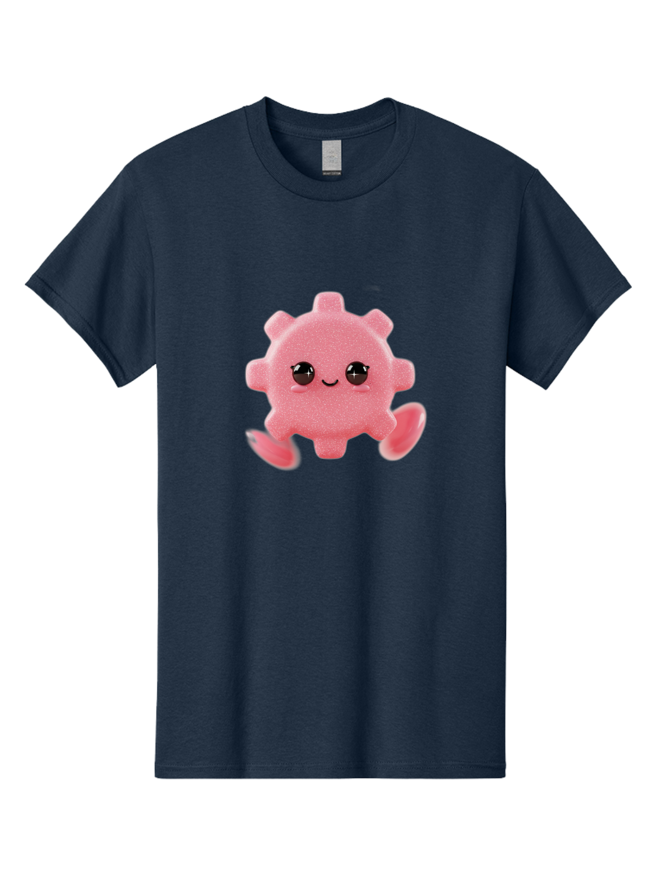 Cute-Axolotl Men'S Graphic Tee, 100% Cotton, Comfortable Casual Summer Wear, Machine Washable, Pink Axolotl, Cute Cartoon Character, Smiling Face, Sparkly Eyes, Playful Creature, Adorable Animal, Kawaii Character, Fluffy Texture, Bac960