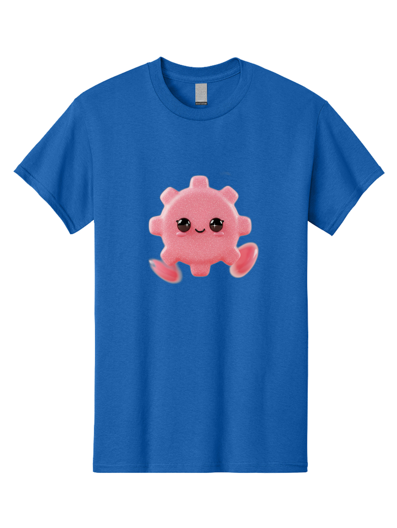 Cute-Axolotl Men'S Graphic Tee, 100% Cotton, Comfortable Casual Summer Wear, Machine Washable, Pink Axolotl, Cute Cartoon Character, Smiling Face, Sparkly Eyes, Playful Creature, Adorable Animal, Kawaii Character, Fluffy Texture, Bac960