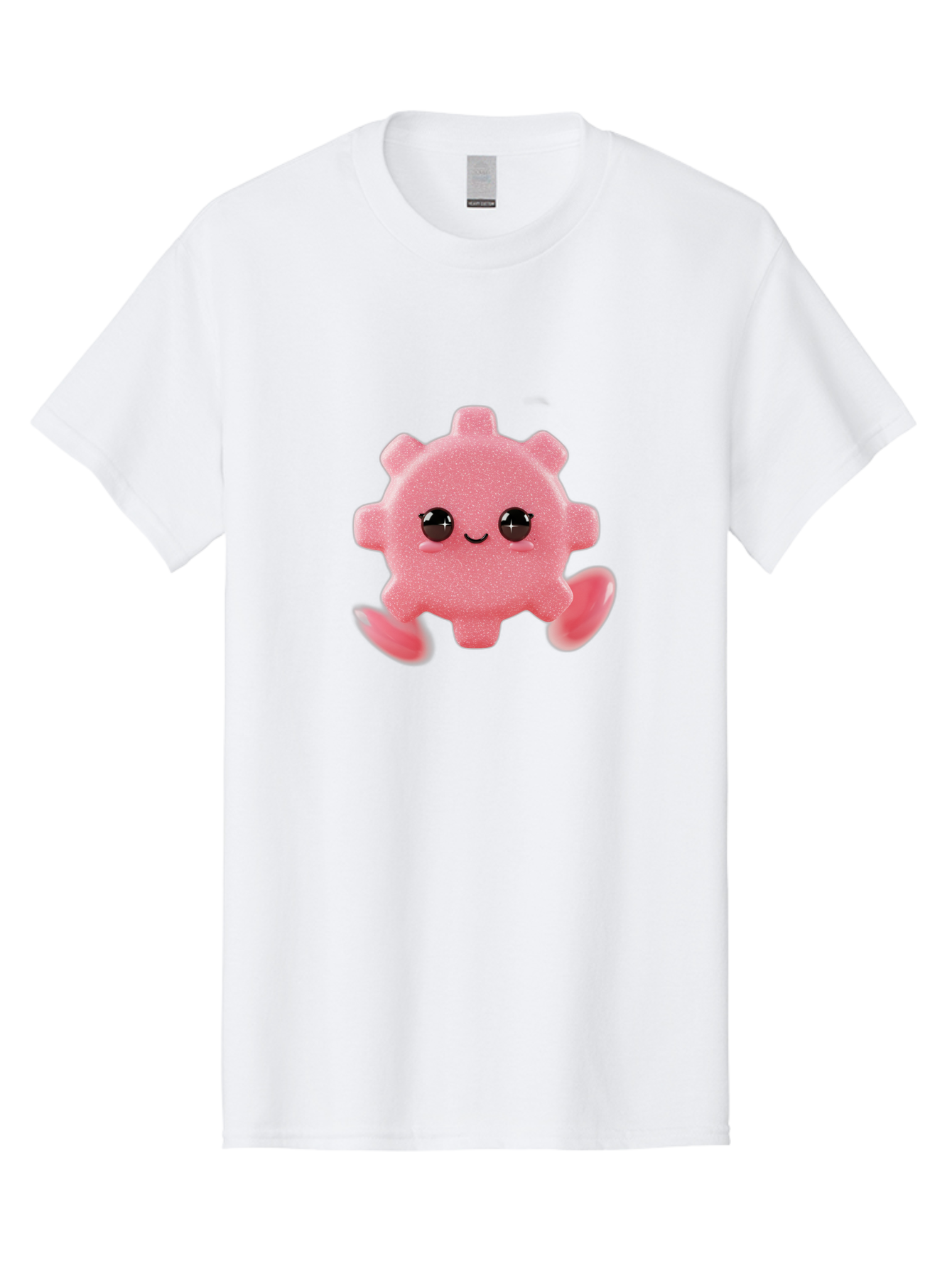 Cute-Axolotl Men'S Graphic Tee, 100% Cotton, Comfortable Casual Summer Wear, Machine Washable, Pink Axolotl, Cute Cartoon Character, Smiling Face, Sparkly Eyes, Playful Creature, Adorable Animal, Kawaii Character, Fluffy Texture, Bac960