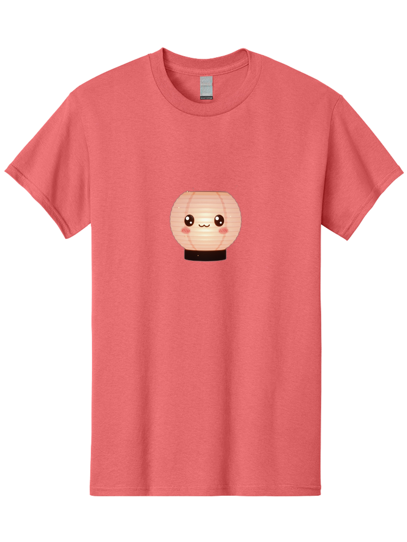 Cute-Lantern-1 Men'S Graphic Tee, 100% Cotton, Comfortable Casual Summer Wear, Machine Washable, Paper Lantern, Cute Cartoon Character, Kawaii Design, Pink Hues, Smiling Face, Endearing Expression, Playful Illustration, Japanese Culture, Bac966