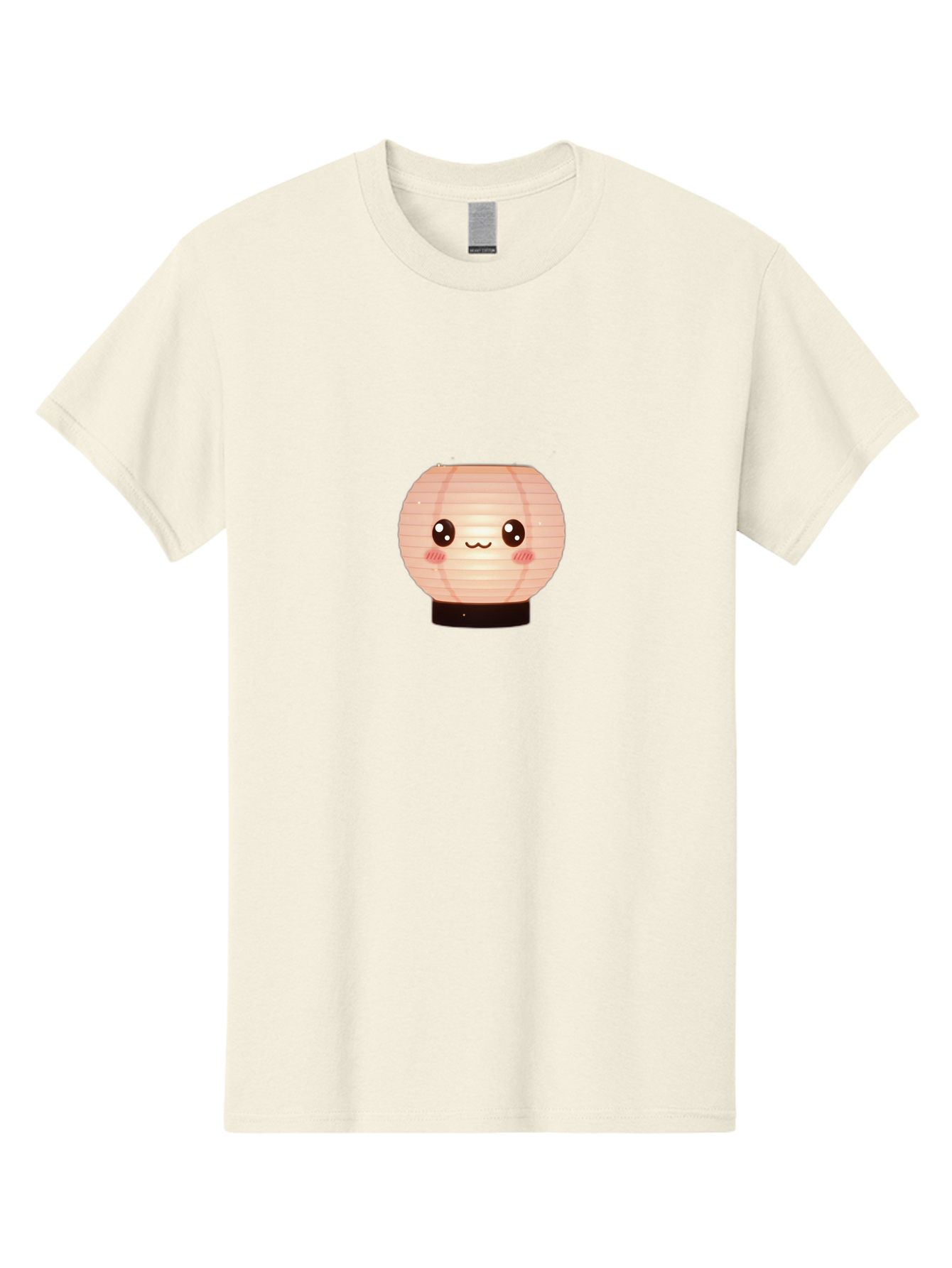Cute-Lantern-1 Men'S Graphic Tee, 100% Cotton, Comfortable Casual Summer Wear, Machine Washable, Paper Lantern, Cute Cartoon Character, Kawaii Design, Pink Hues, Smiling Face, Endearing Expression, Playful Illustration, Japanese Culture, Bac966