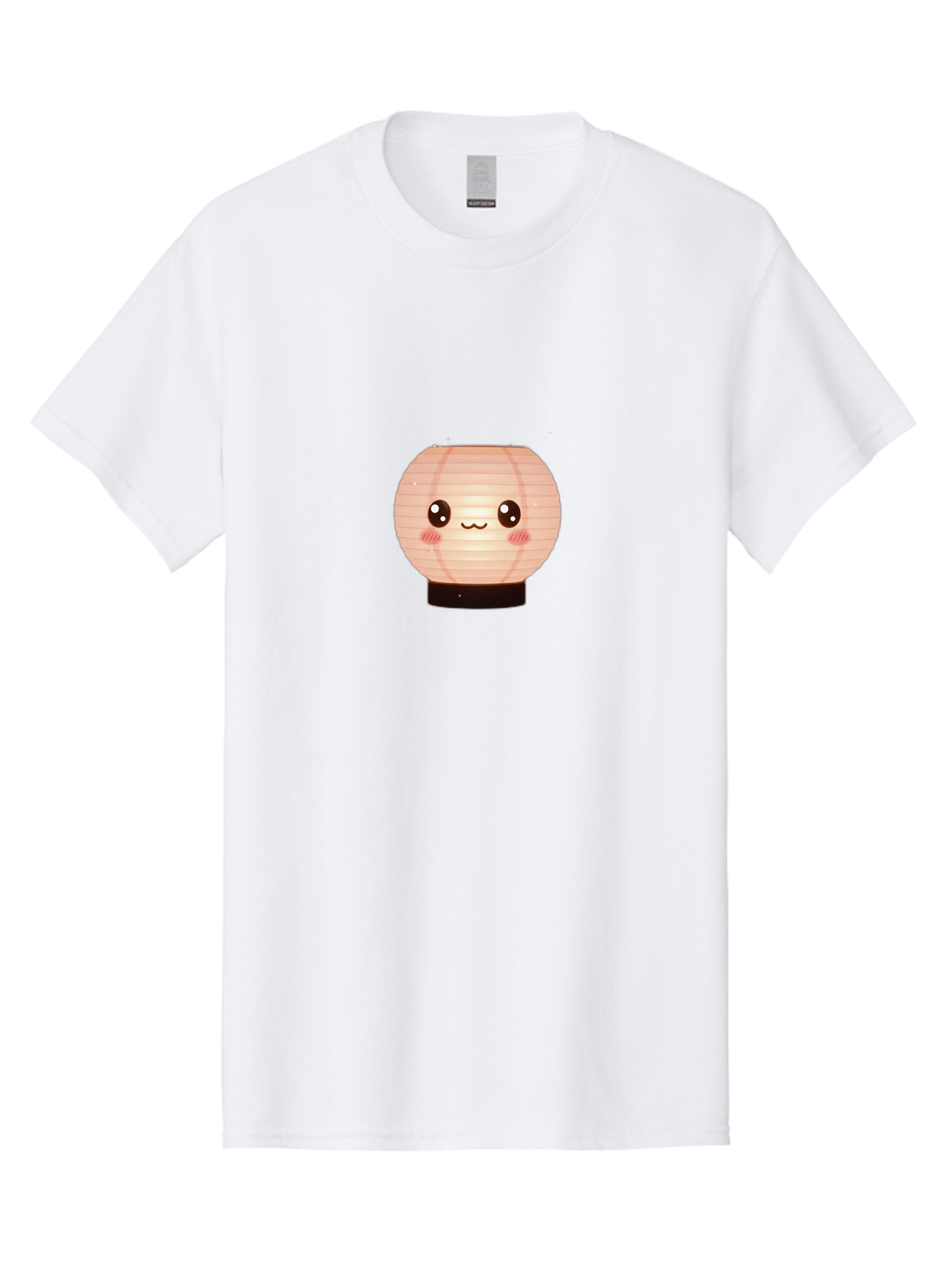 Cute-Lantern-1 Men'S Graphic Tee, 100% Cotton, Comfortable Casual Summer Wear, Machine Washable, Paper Lantern, Cute Cartoon Character, Kawaii Design, Pink Hues, Smiling Face, Endearing Expression, Playful Illustration, Japanese Culture, Bac966