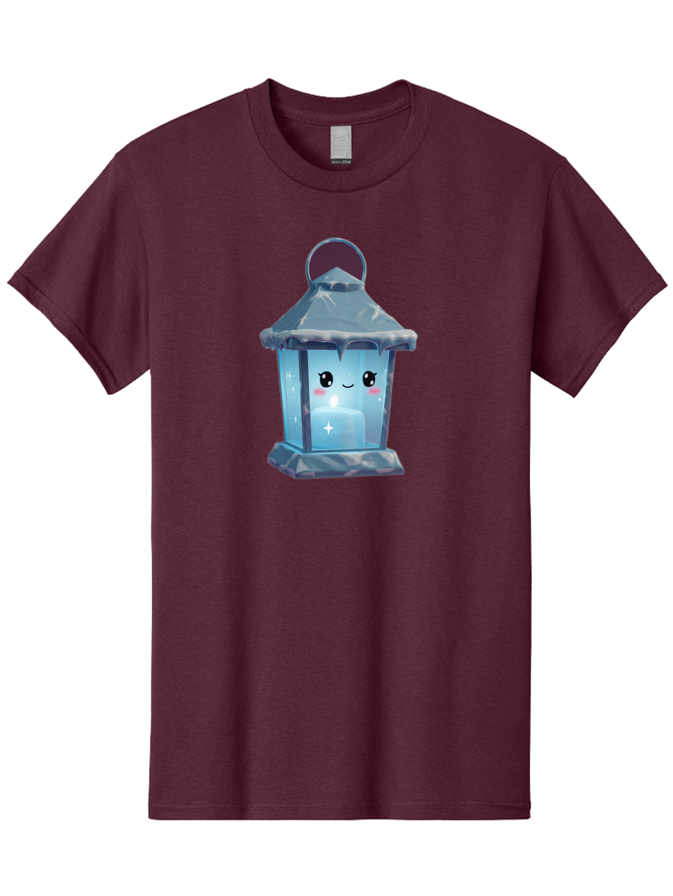 Cute-Lantern-2 Men'S Graphic Tee, 100% Cotton, Comfortable Casual Summer Wear, Machine Washable, Cute Lantern, Cartoon-Style Lantern, Smiling Face, Glowing Candle, Festive Atmosphere, Icy Blue, Sparkly, Adorable Character, Bac967