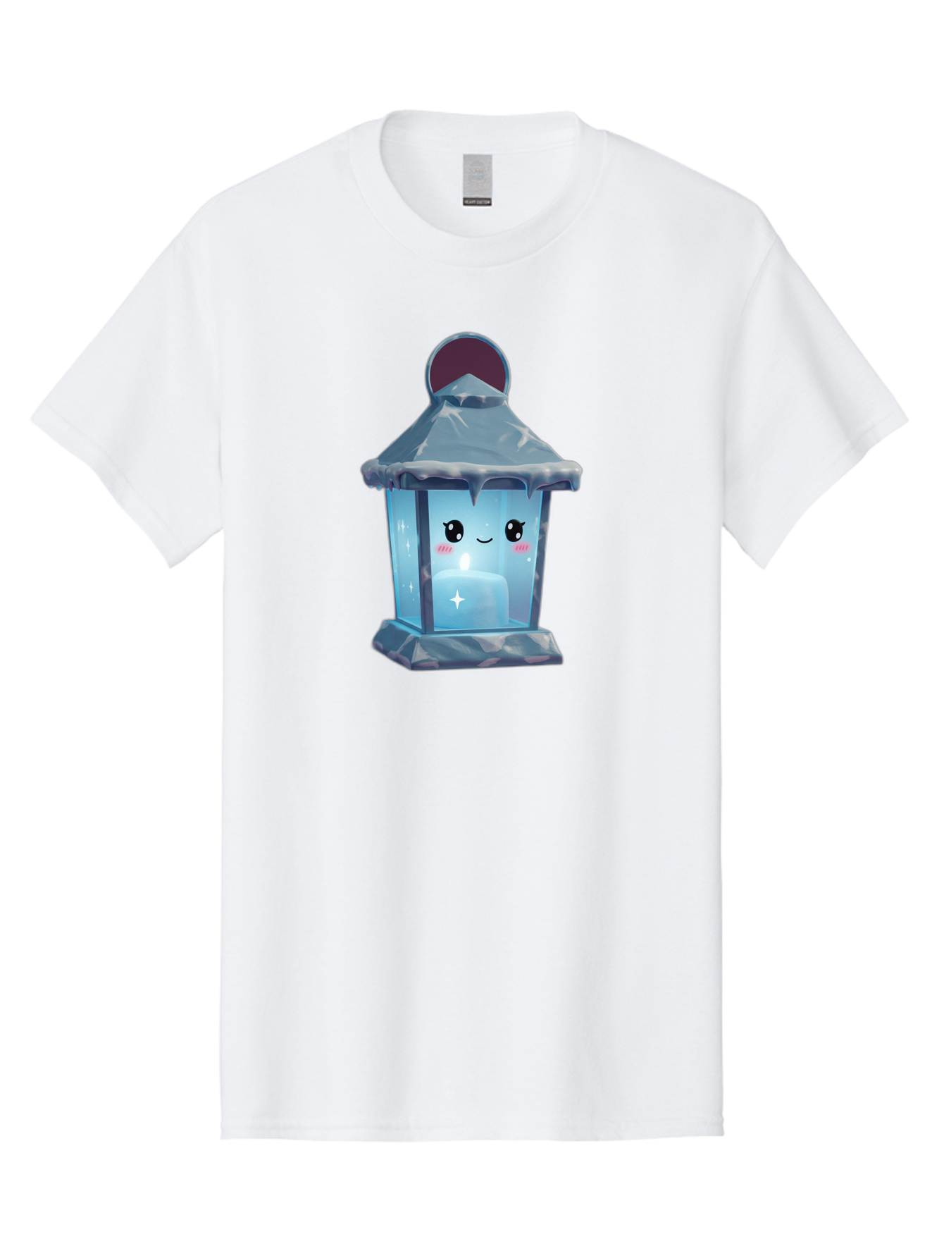 Cute-Lantern-2 Men'S Graphic Tee, 100% Cotton, Comfortable Casual Summer Wear, Machine Washable, Cute Lantern, Cartoon-Style Lantern, Smiling Face, Glowing Candle, Festive Atmosphere, Icy Blue, Sparkly, Adorable Character, Bac967