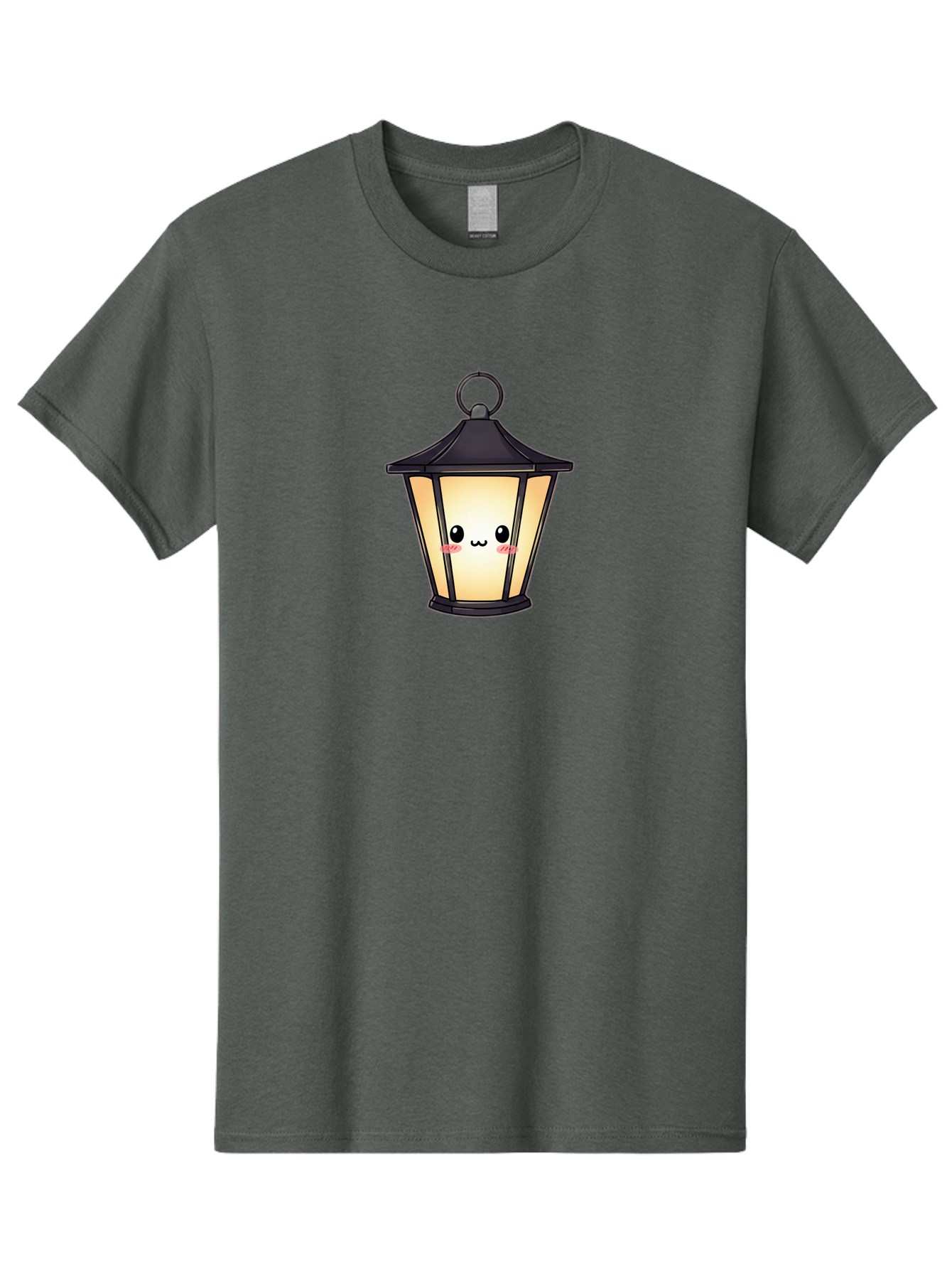 Cute-Lantern-3 Men'S Graphic Tee, 100% Cotton, Comfortable Casual Summer Wear, Machine Washable, Kawaii Lamp, Cute Cartoon Character, Cute Face, Black Lantern, Glowing Light, Hanging Lamp, Adorable Illustration, Soft Lighting, Bac968