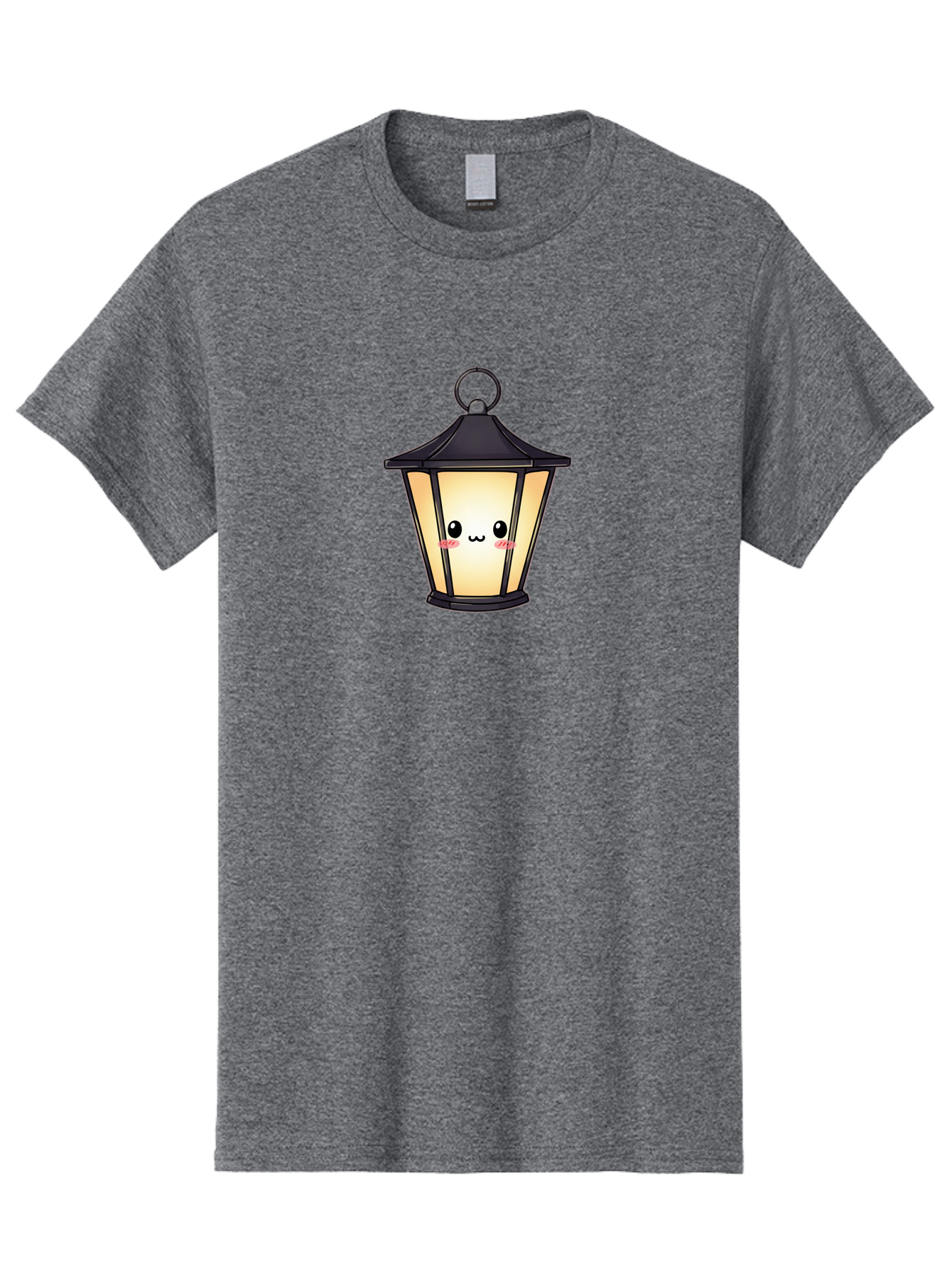 Cute-Lantern-3 Men'S Graphic Tee, 100% Cotton, Comfortable Casual Summer Wear, Machine Washable, Kawaii Lamp, Cute Cartoon Character, Cute Face, Black Lantern, Glowing Light, Hanging Lamp, Adorable Illustration, Soft Lighting, Bac968