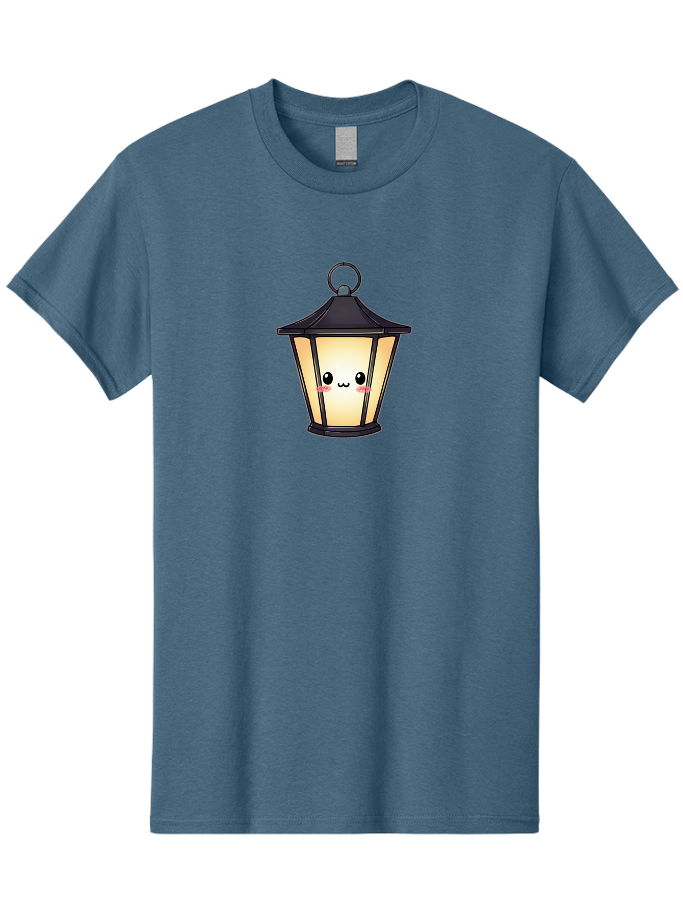 Cute-Lantern-3 Men'S Graphic Tee, 100% Cotton, Comfortable Casual Summer Wear, Machine Washable, Kawaii Lamp, Cute Cartoon Character, Cute Face, Black Lantern, Glowing Light, Hanging Lamp, Adorable Illustration, Soft Lighting, Bac968