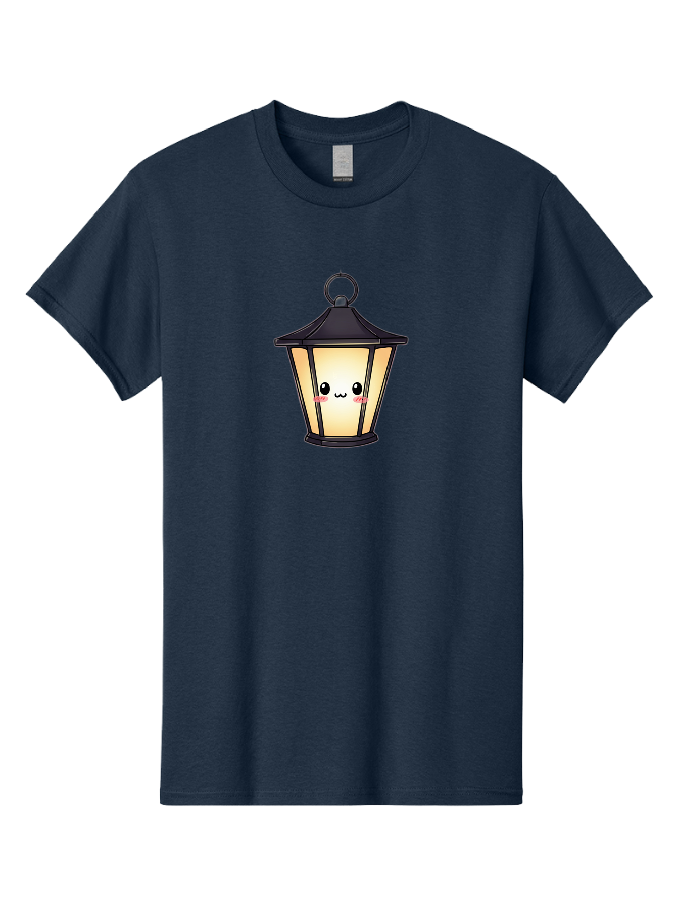 Cute-Lantern-3 Men'S Graphic Tee, 100% Cotton, Comfortable Casual Summer Wear, Machine Washable, Kawaii Lamp, Cute Cartoon Character, Cute Face, Black Lantern, Glowing Light, Hanging Lamp, Adorable Illustration, Soft Lighting, Bac968