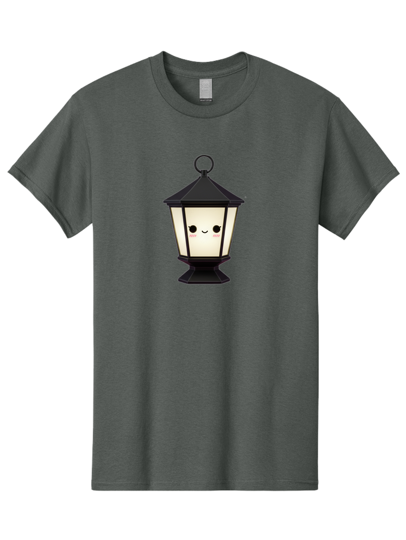 Cute-Lantern Men'S Graphic Tee, 100% Cotton, Comfortable Casual Summer Wear, Machine Washable, Cartoon Lantern, Kawaii Design, Smiling Face, Rosy Cheeks, Soft Lighting, Charming Illustration, Cute Character, Emotive Expression Bac969