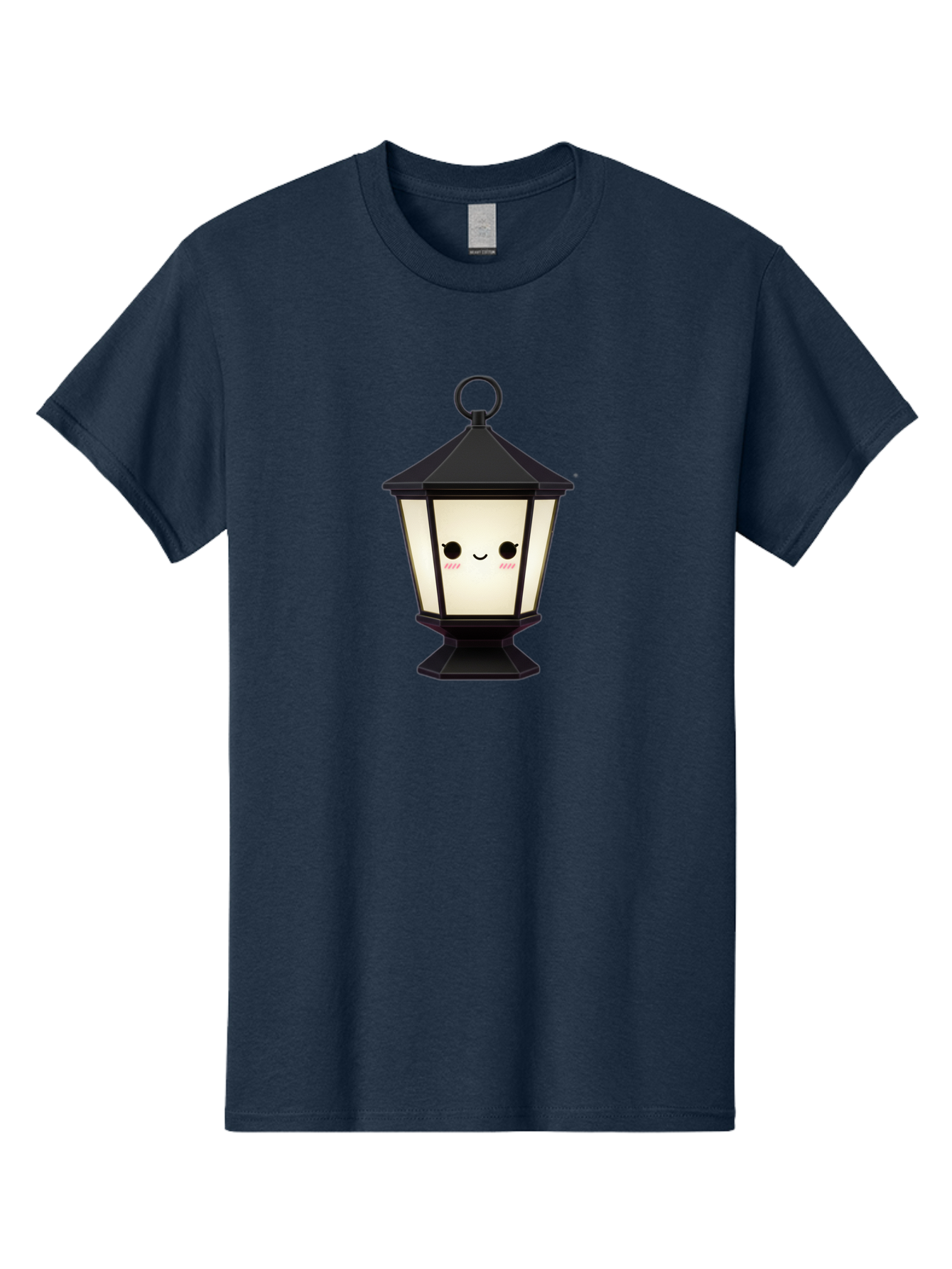 Cute-Lantern Men'S Graphic Tee, 100% Cotton, Comfortable Casual Summer Wear, Machine Washable, Cartoon Lantern, Kawaii Design, Smiling Face, Rosy Cheeks, Soft Lighting, Charming Illustration, Cute Character, Emotive Expression Bac969
