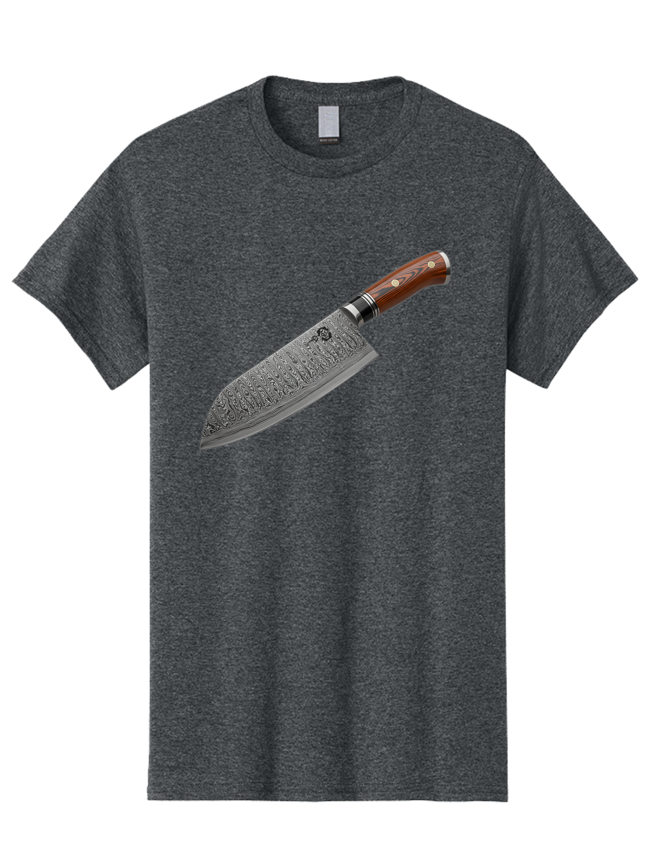 Damascus-Chef-S-Knife Men'S Graphic Tee, 100% Cotton, Comfortable Casual Summer Wear, Machine Washable, Damascus Steel Chef'S Knife, Kitchen Knife, Sharp Blade, Intricate Design, Wooden Handle, Brass Rivets, Chef'S Tool, Cutting Edge, Cookware Bac972