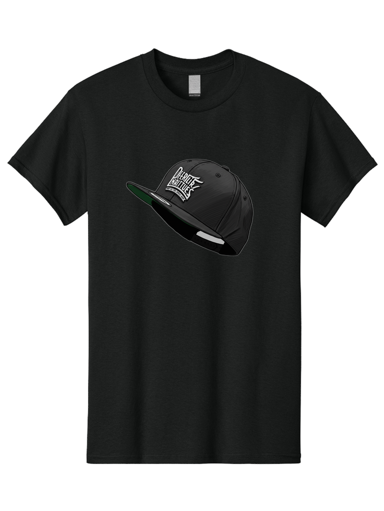 Darktrix-Koutures Men'S Graphic Tee, 100% Cotton, Comfortable Casual Summer Wear, Machine Washable, Black Snapback Hat, Darby Knights Logo, Streetwear Fashion, Casual Wear, Sports Cap, Graffitistyle Text, White Logo On Black Cap Bac976