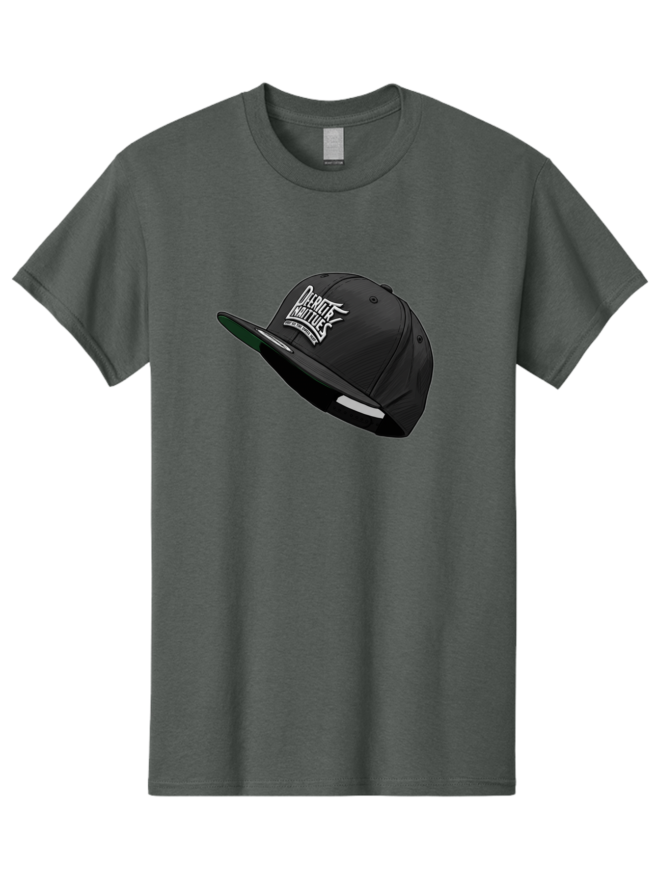 Darktrix-Koutures Men'S Graphic Tee, 100% Cotton, Comfortable Casual Summer Wear, Machine Washable, Black Snapback Hat, Darby Knights Logo, Streetwear Fashion, Casual Wear, Sports Cap, Graffitistyle Text, White Logo On Black Cap Bac976