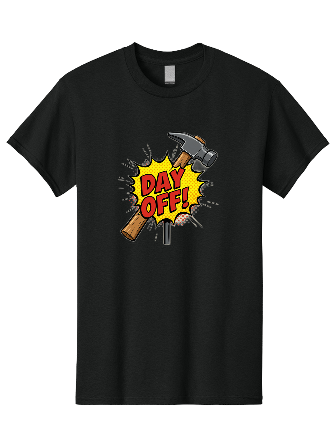 Day-Off Men'S Graphic Tee, 100% Cotton, Comfortable Casual Summer Wear, Machine Washable, Day Off, Hammer And Nail, Comic Cartoon Theme, Labor Day Off, Relaxed Workday, Fun Humor, Playful, Humorous, Playful Vibe, Relaxed Atmosphere Bac979