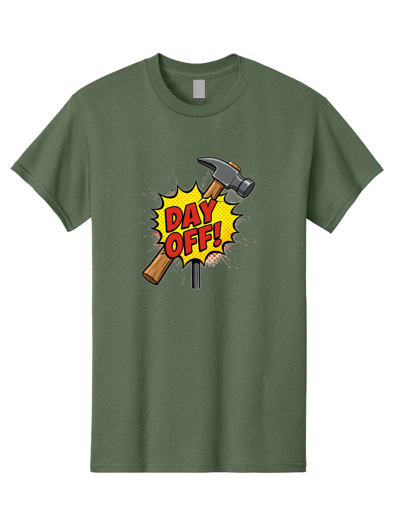 Day-Off Men'S Graphic Tee, 100% Cotton, Comfortable Casual Summer Wear, Machine Washable, Day Off, Hammer And Nail, Comic Cartoon Theme, Labor Day Off, Relaxed Workday, Fun Humor, Playful, Humorous, Playful Vibe, Relaxed Atmosphere Bac979