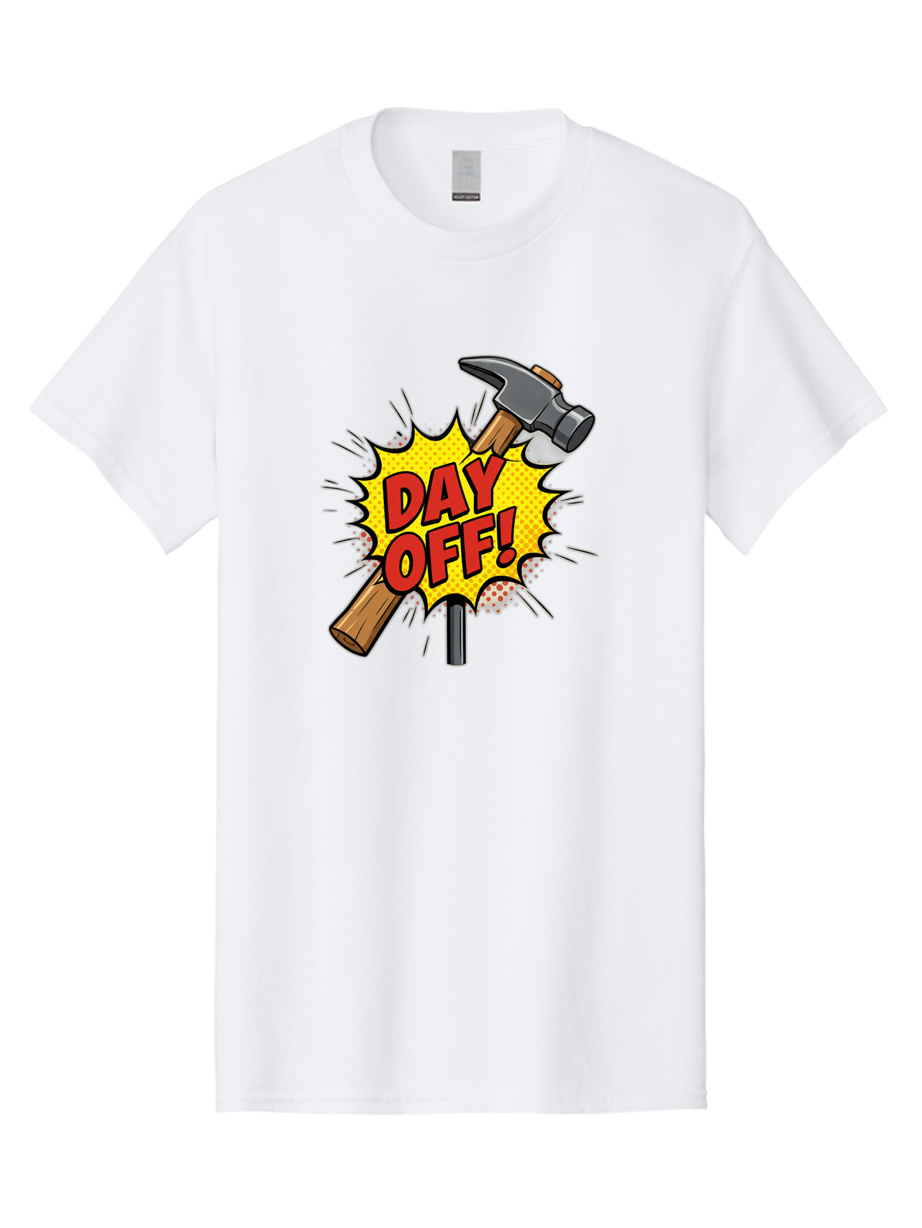 Day-Off Men'S Graphic Tee, 100% Cotton, Comfortable Casual Summer Wear, Machine Washable, Day Off, Hammer And Nail, Comic Cartoon Theme, Labor Day Off, Relaxed Workday, Fun Humor, Playful, Humorous, Playful Vibe, Relaxed Atmosphere Bac979