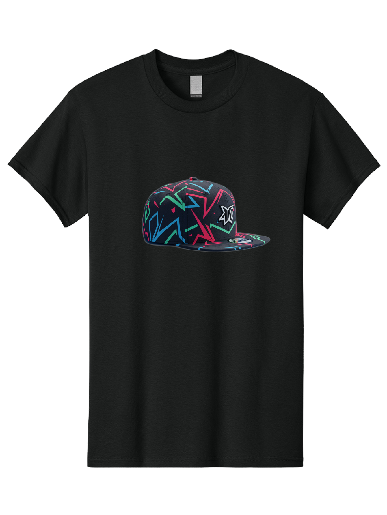 Dc-Hat Men'S Graphic Tee, 100% Cotton, Comfortable Casual Summer Wear, Machine Washable, Dc Hat, Snapback Cap, Graffiti Design, Streetwear Fashion, Urban Style, Neon Colors, Bold Graphics, Skateboarding Apparel, Dc Logo Bac981