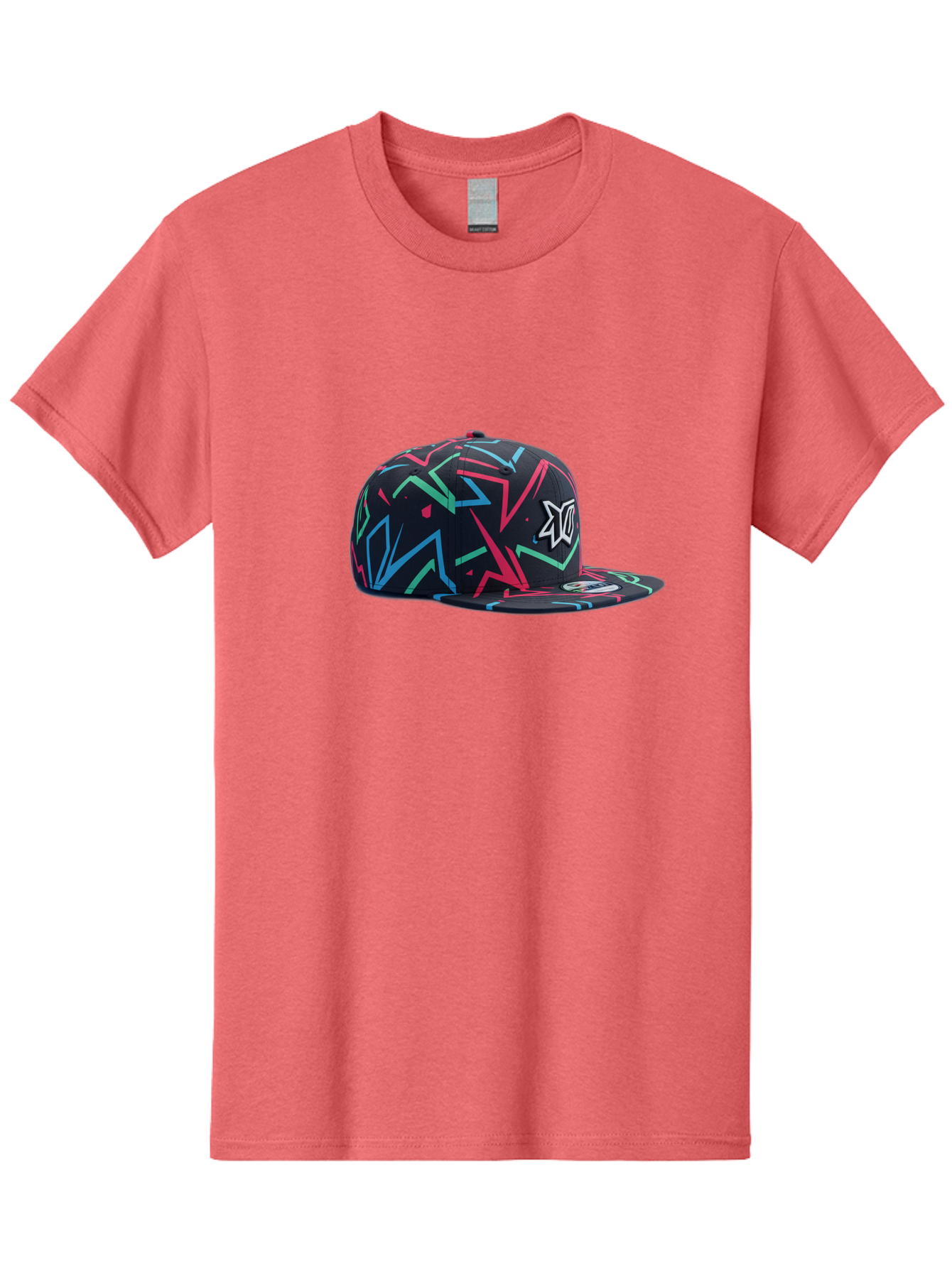 Dc-Hat Men'S Graphic Tee, 100% Cotton, Comfortable Casual Summer Wear, Machine Washable, Dc Hat, Snapback Cap, Graffiti Design, Streetwear Fashion, Urban Style, Neon Colors, Bold Graphics, Skateboarding Apparel, Dc Logo Bac981