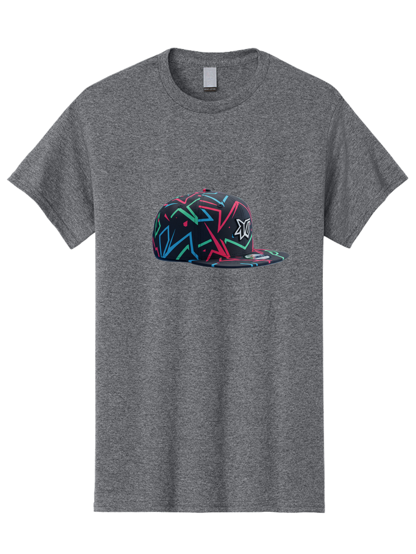 Dc-Hat Men'S Graphic Tee, 100% Cotton, Comfortable Casual Summer Wear, Machine Washable, Dc Hat, Snapback Cap, Graffiti Design, Streetwear Fashion, Urban Style, Neon Colors, Bold Graphics, Skateboarding Apparel, Dc Logo Bac981