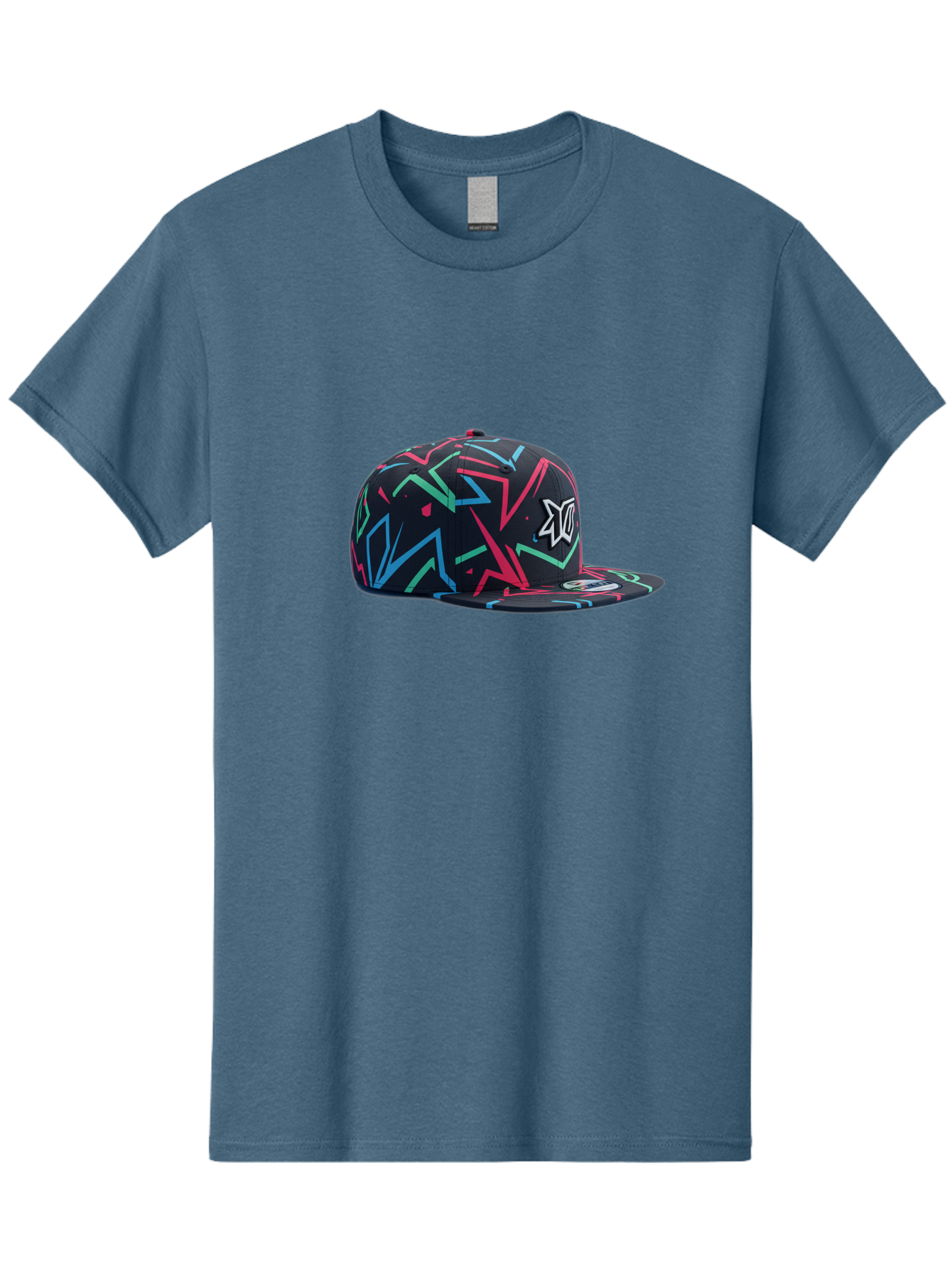 Dc-Hat Men'S Graphic Tee, 100% Cotton, Comfortable Casual Summer Wear, Machine Washable, Dc Hat, Snapback Cap, Graffiti Design, Streetwear Fashion, Urban Style, Neon Colors, Bold Graphics, Skateboarding Apparel, Dc Logo Bac981